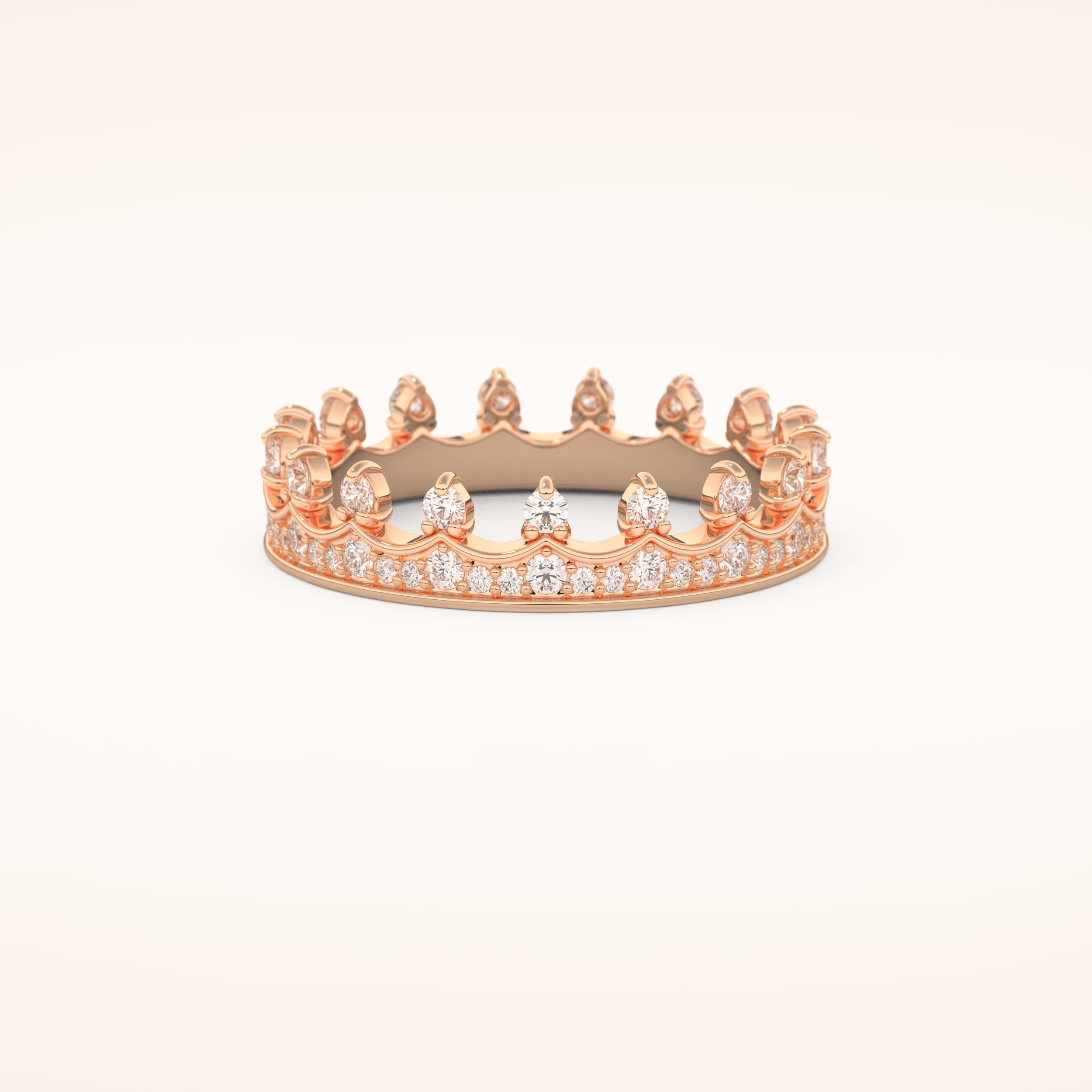 0.48 TCW Round Shaped Moissanite Crown Wedding Band