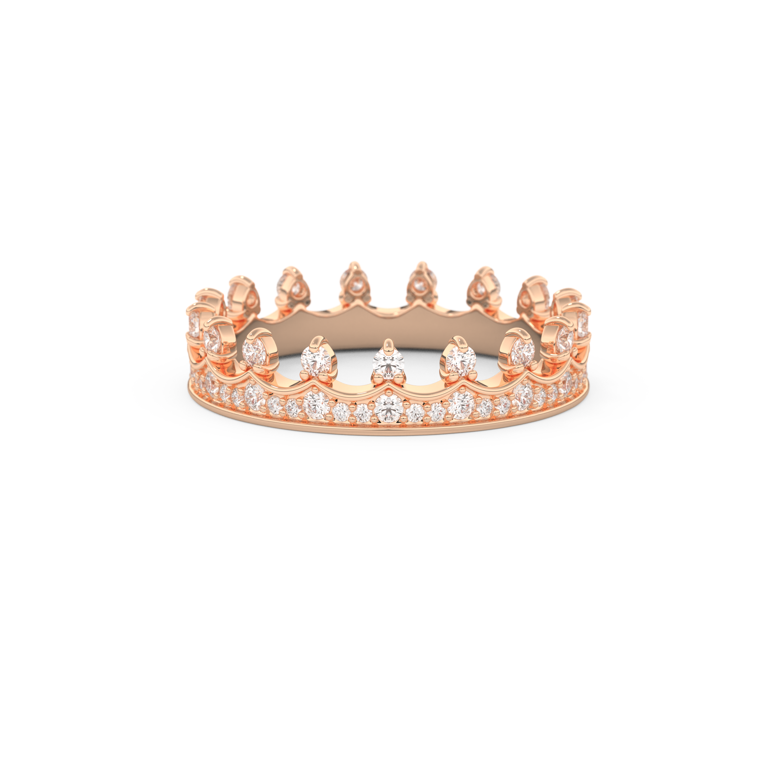 Regal Crown Full Eternity Wedding Band with 0.48 CT Round Cut Moissanite – Yellow, White, or Rose Gold 13