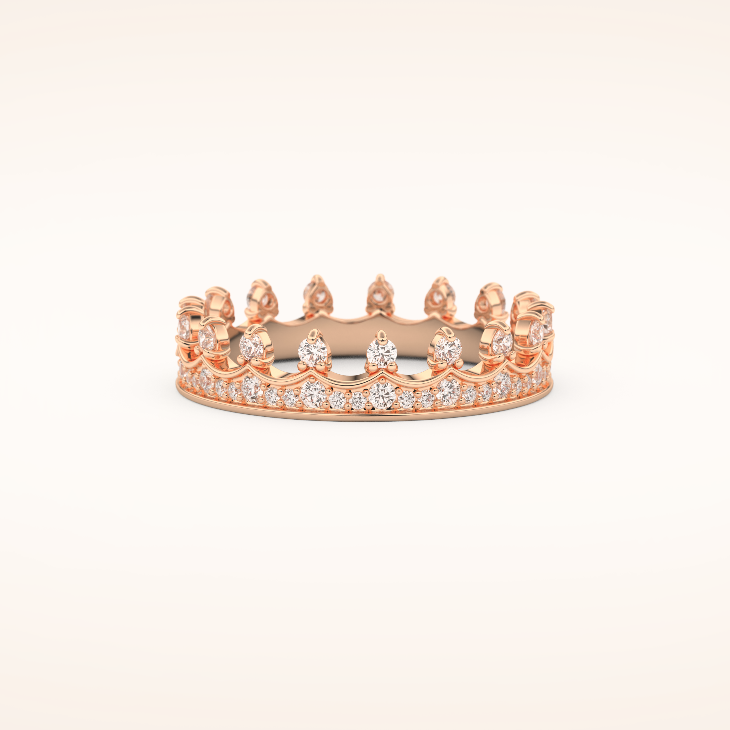 0.48 TCW Round Shaped Moissanite Crown Wedding Band