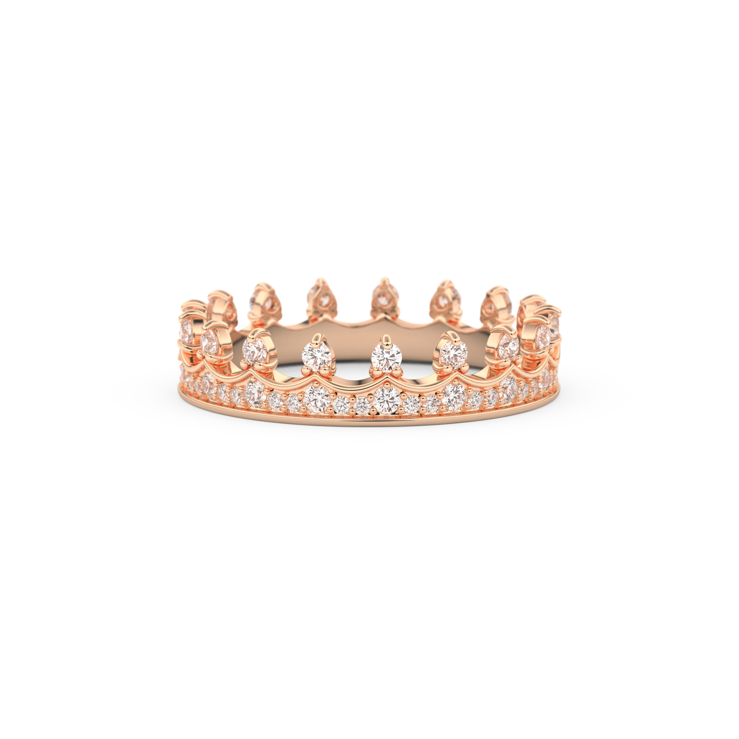 Regal Crown Full Eternity Wedding Band with 0.48 CT Round Cut Moissanite – Yellow, White, or Rose Gold 14