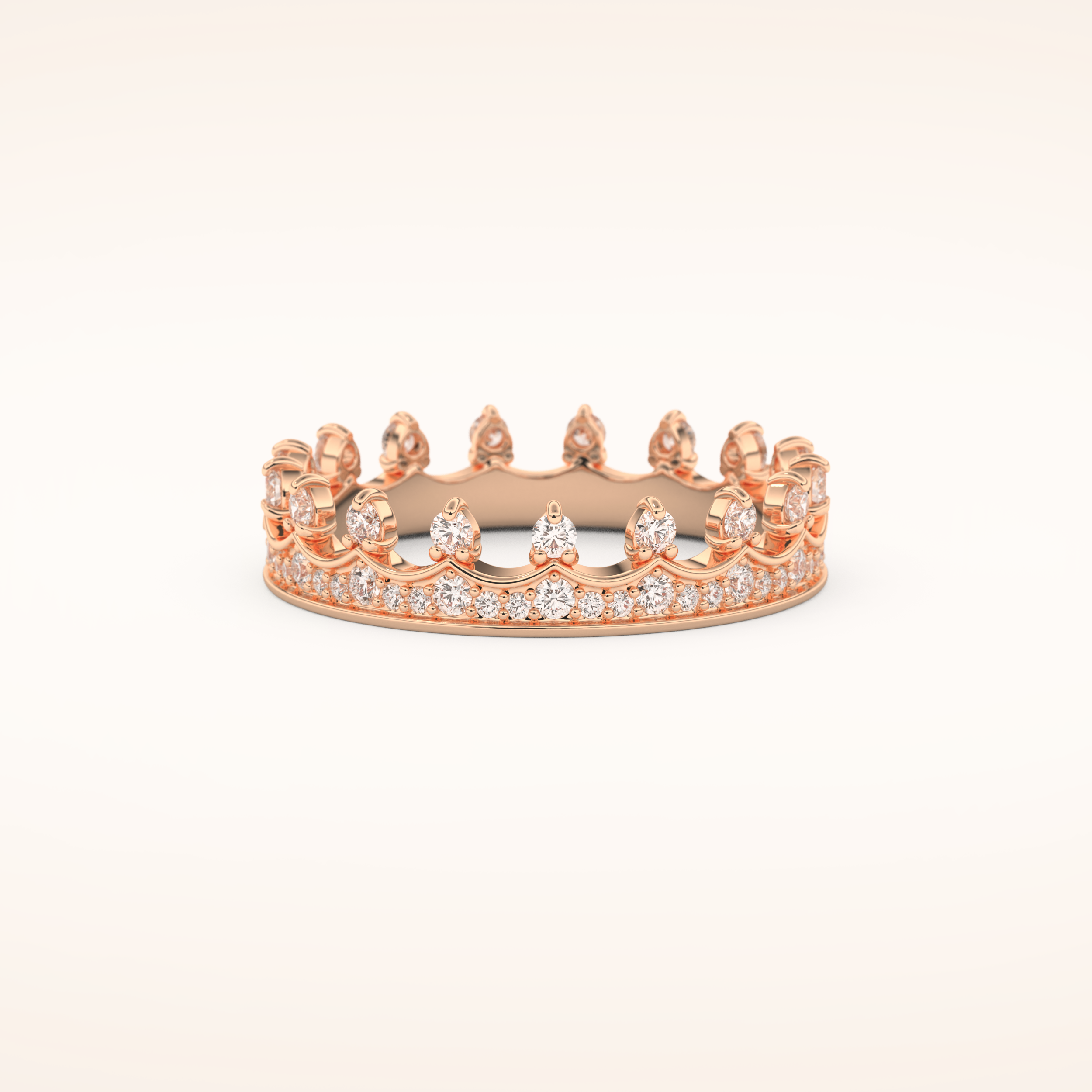 0.48 TCW Round Shaped Moissanite Crown Wedding Band