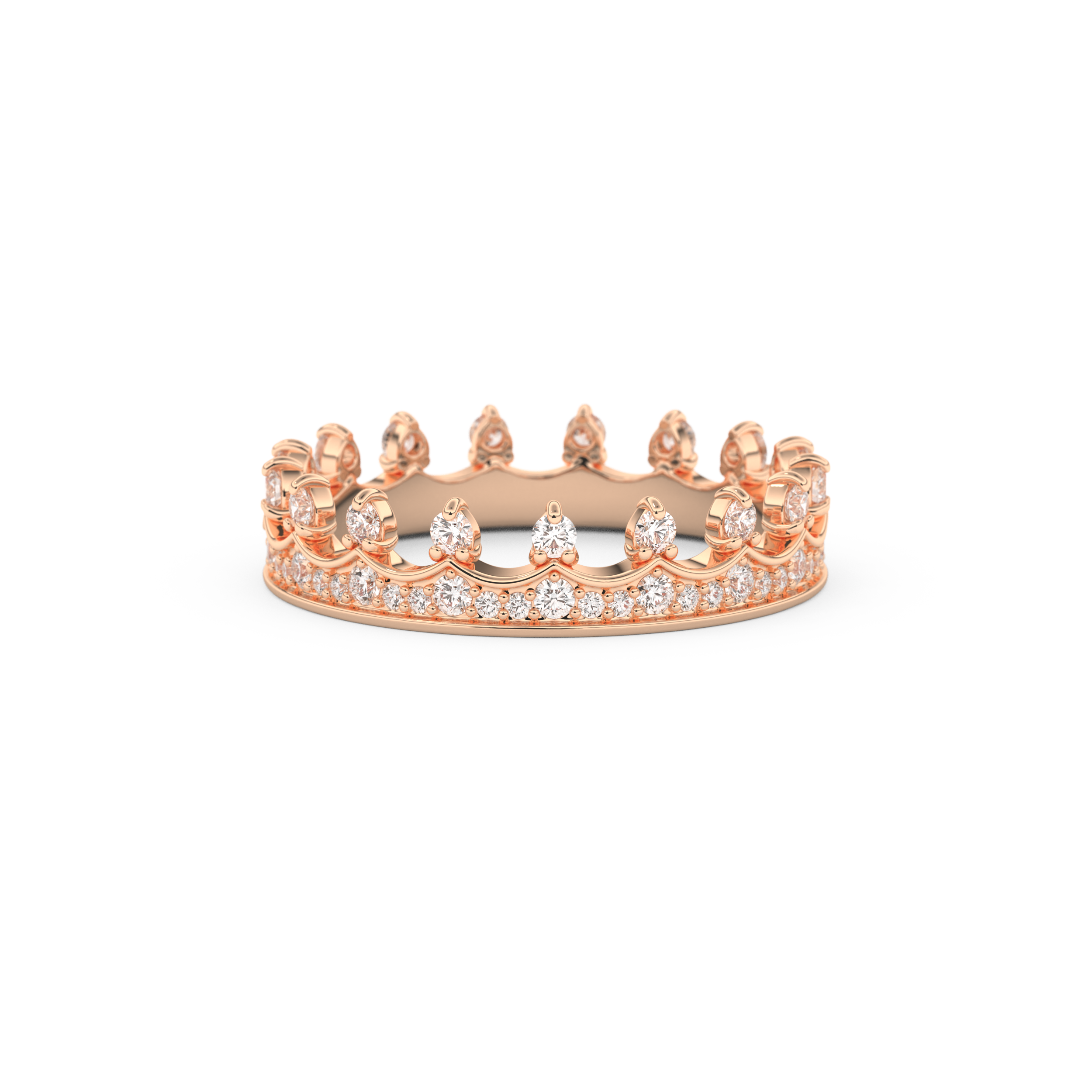 Regal Crown Full Eternity Wedding Band with 0.48 CT Round Cut Moissanite – Yellow, White, or Rose Gold 15