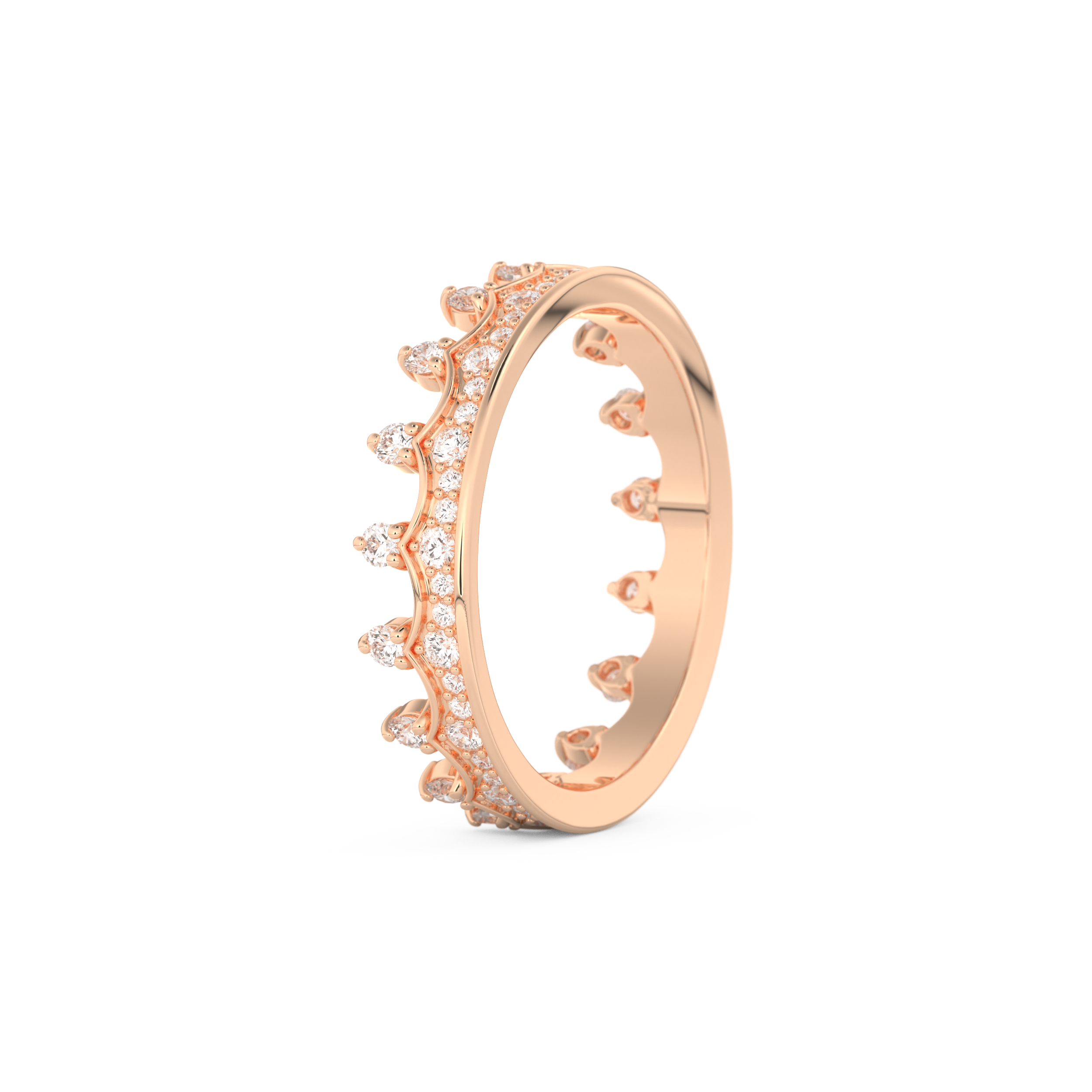 Regal Crown Full Eternity Wedding Band with 0.48 CT Round Cut Moissanite – Yellow, White, or Rose Gold 16