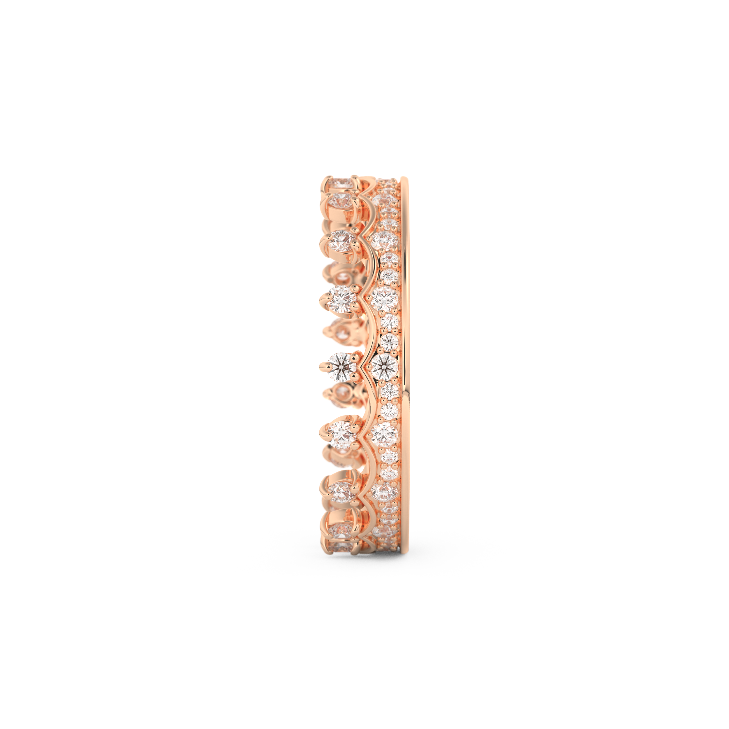 Regal Crown Full Eternity Wedding Band with 0.48 CT Round Cut Moissanite – Yellow, White, or Rose Gold 18