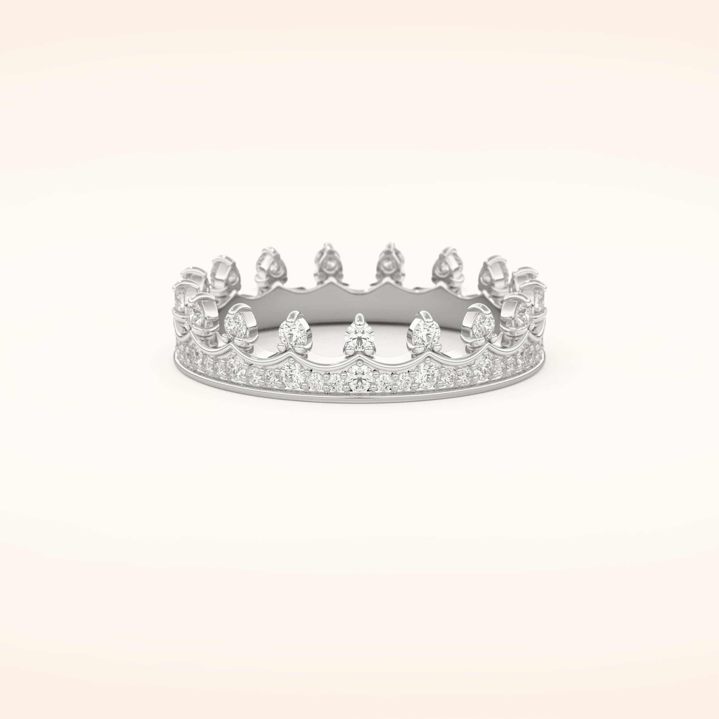 0.48 TCW Round Shaped Moissanite Crown Wedding Band
