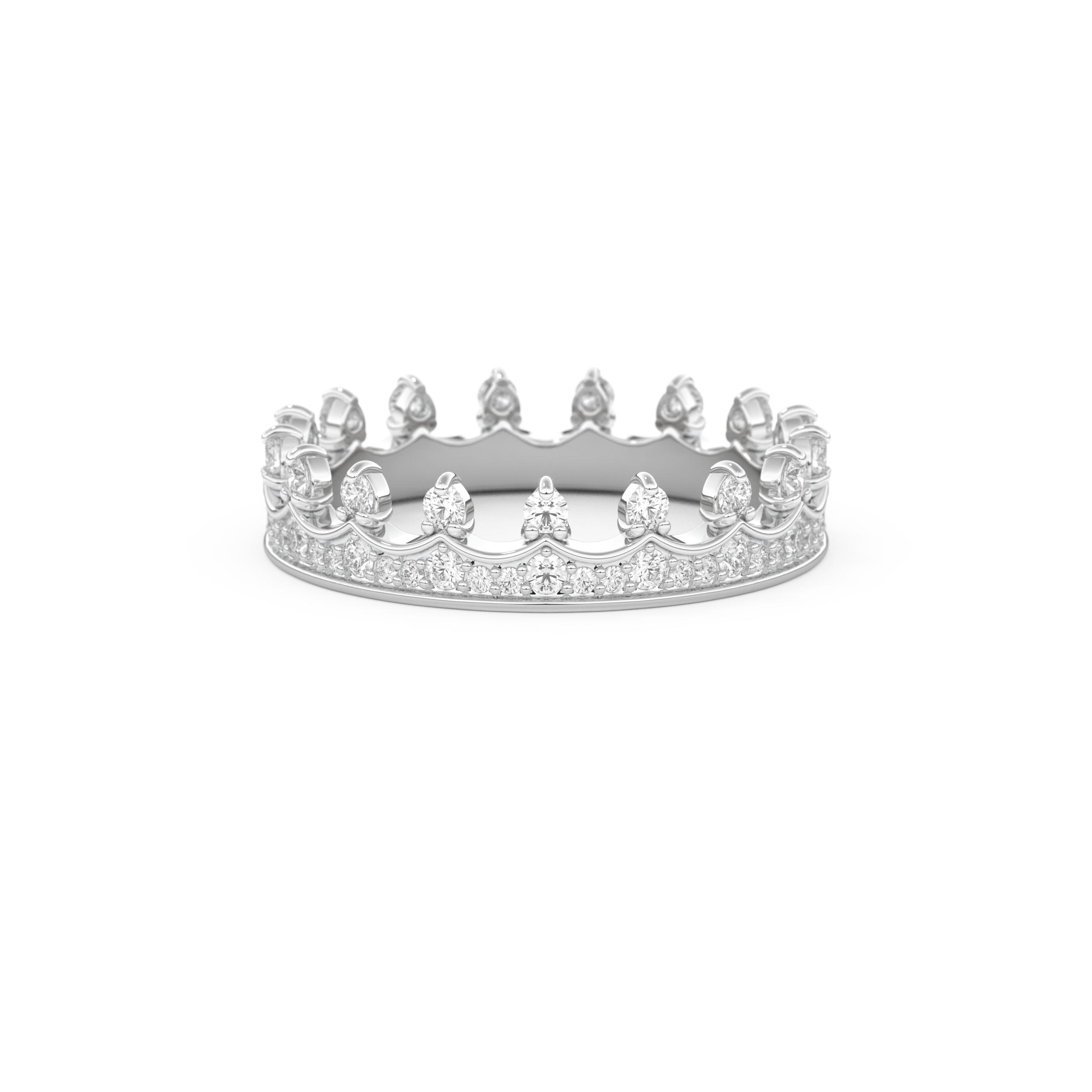 Regal Crown Full Eternity Wedding Band with 0.48 CT Round Cut Moissanite – Yellow, White, or Rose Gold 7