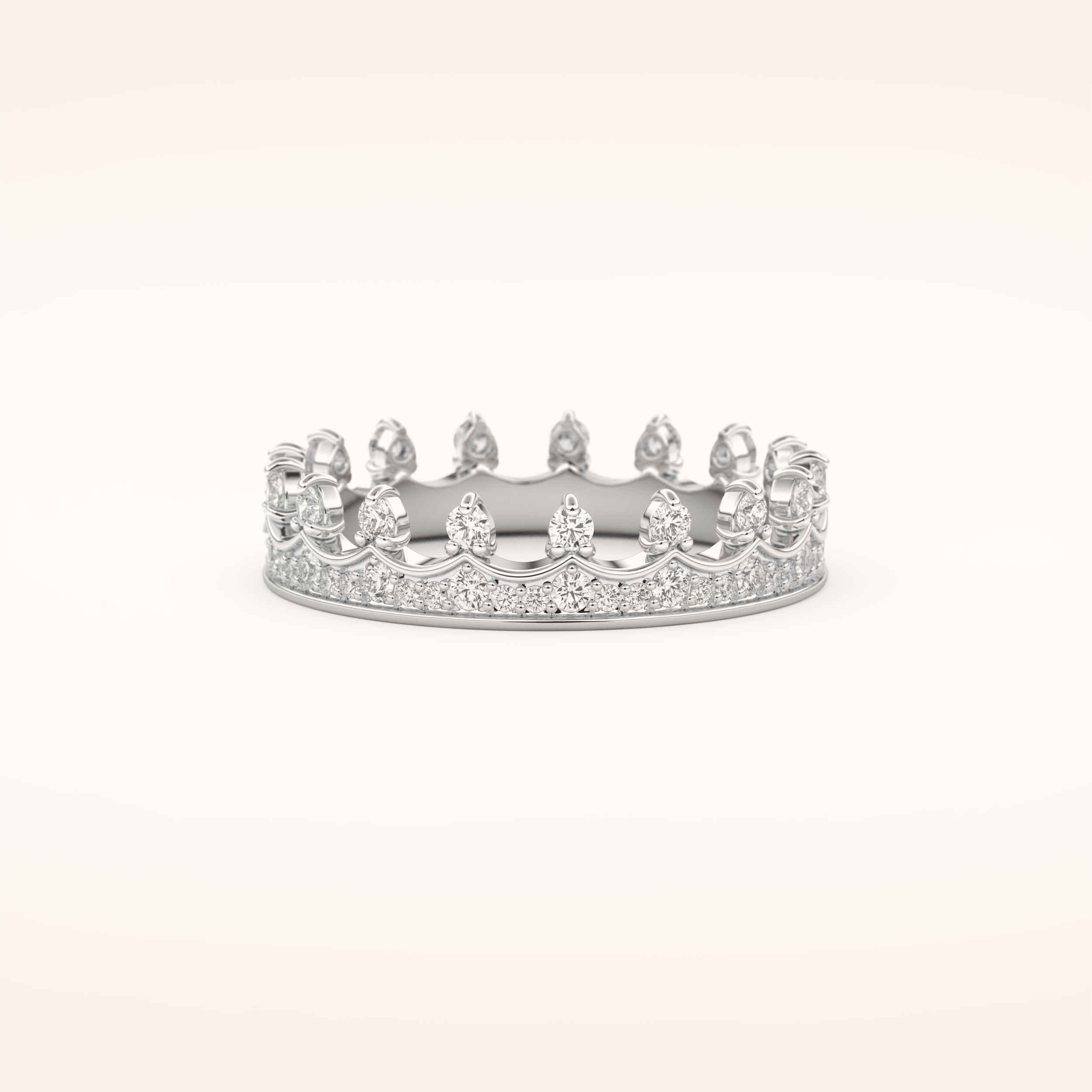 0.48 TCW Round Shaped Moissanite Crown Wedding Band