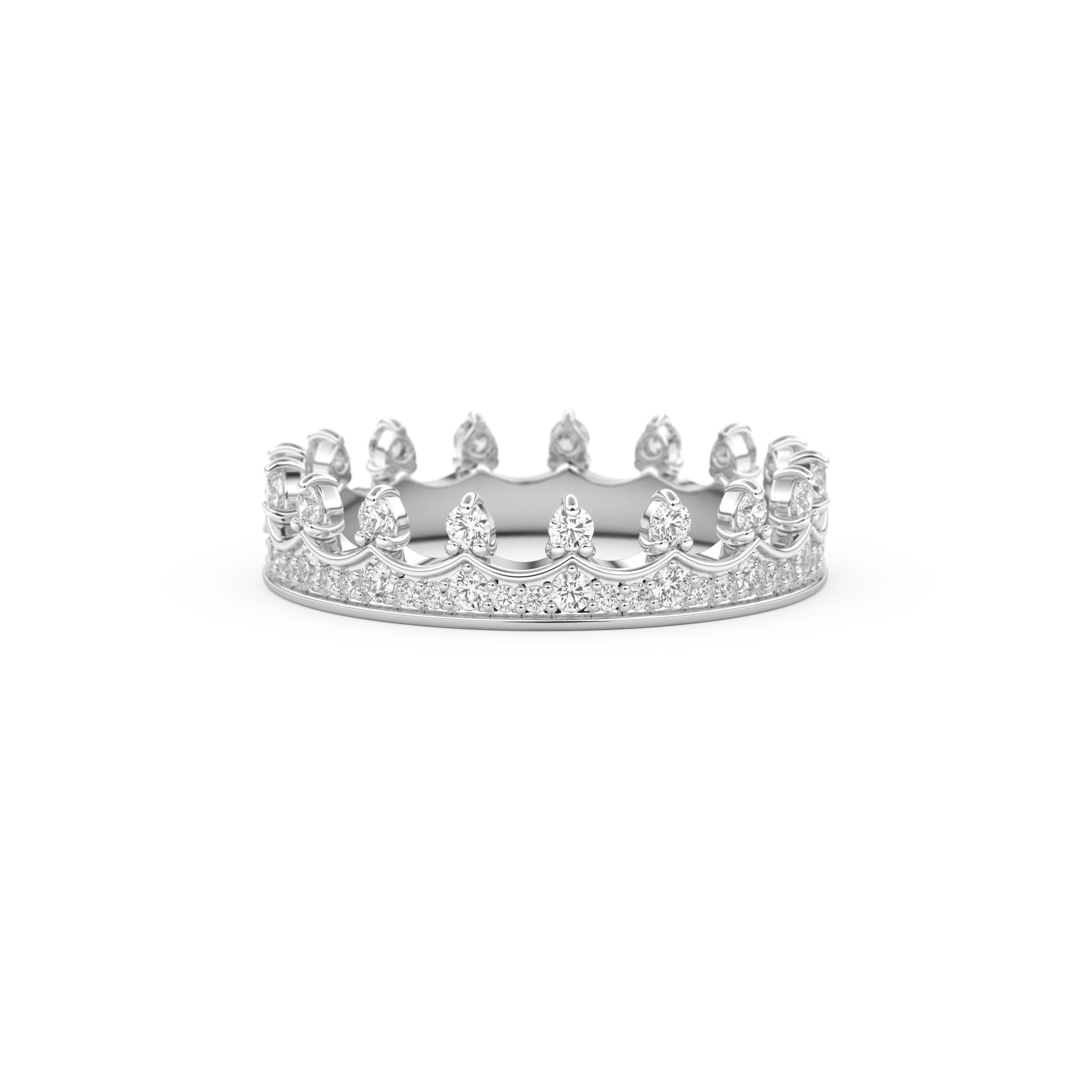 Regal Crown Full Eternity Wedding Band with 0.48 CT Round Cut Moissanite – Yellow, White, or Rose Gold 8