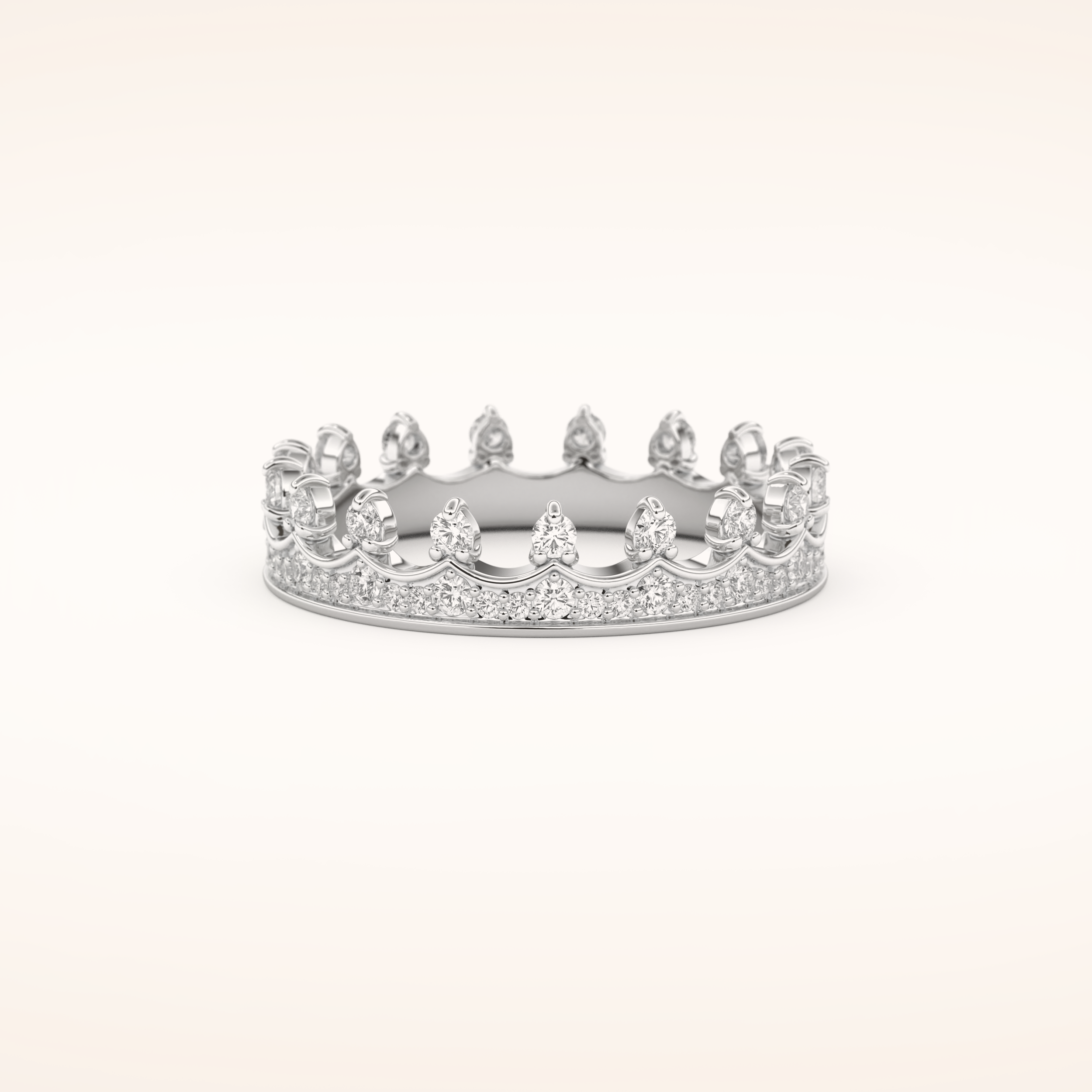 0.48 TCW Round Shaped Moissanite Crown Wedding Band