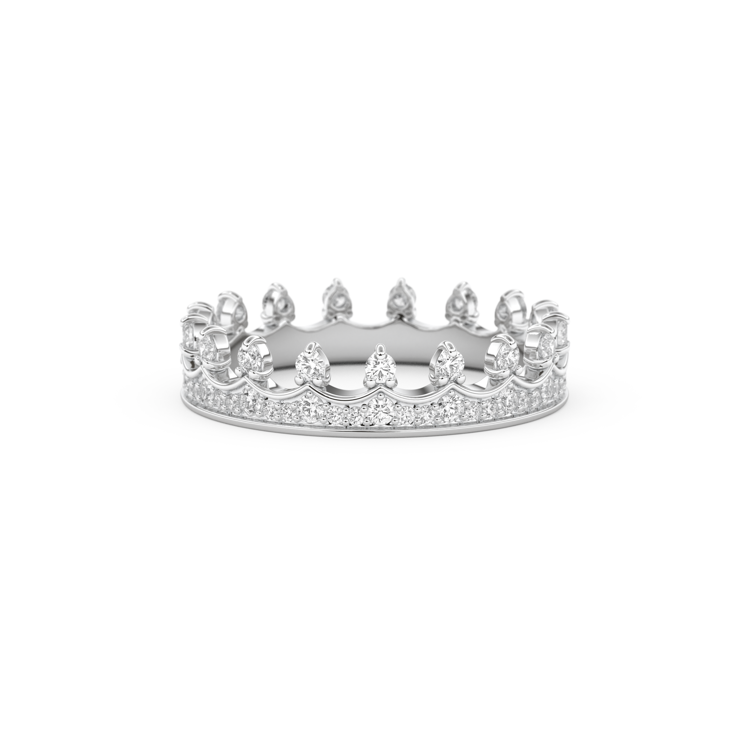 Regal Crown Full Eternity Wedding Band with 0.48 CT Round Cut Moissanite – Yellow, White, or Rose Gold 12