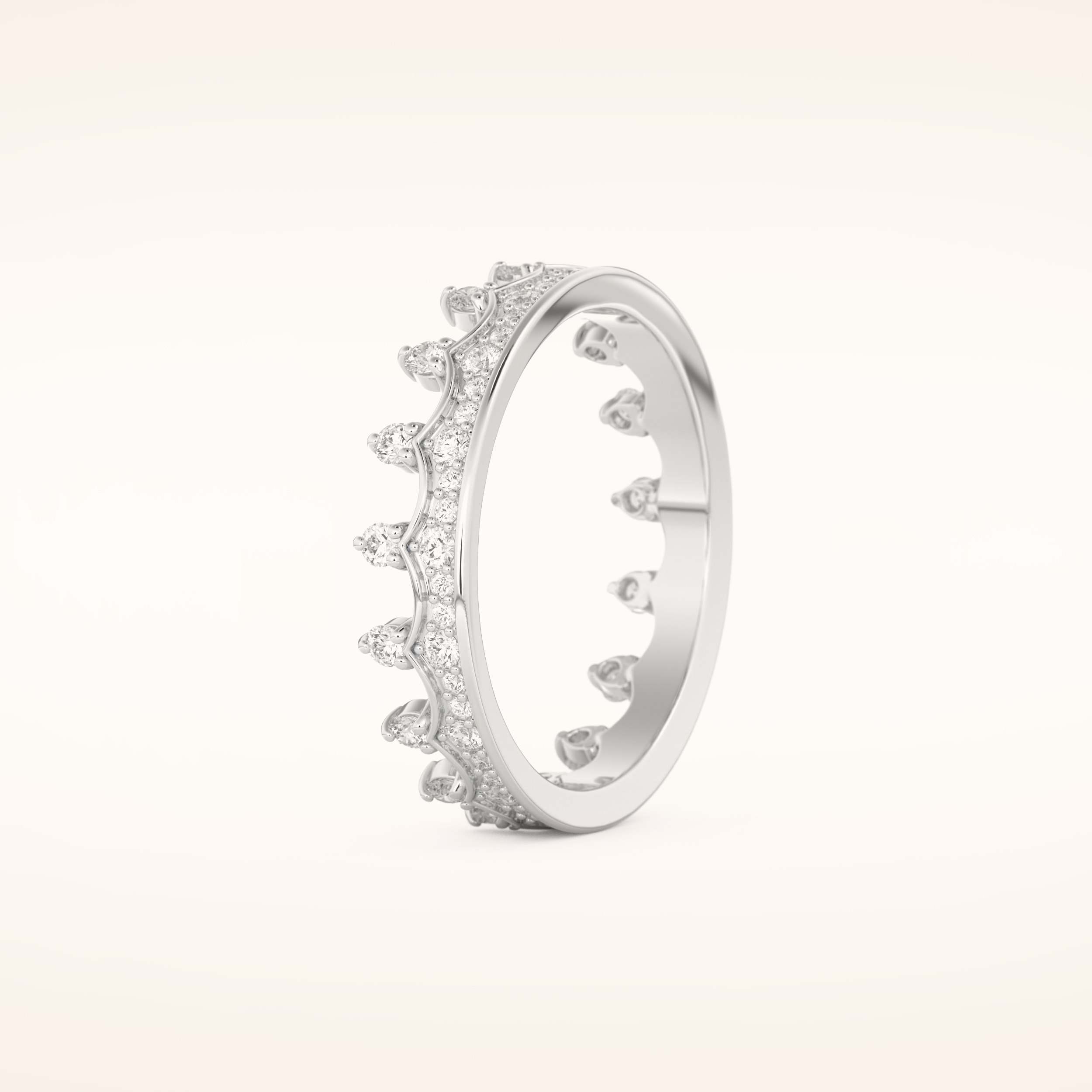 0.48 TCW Round Shaped Moissanite Crown Wedding Band