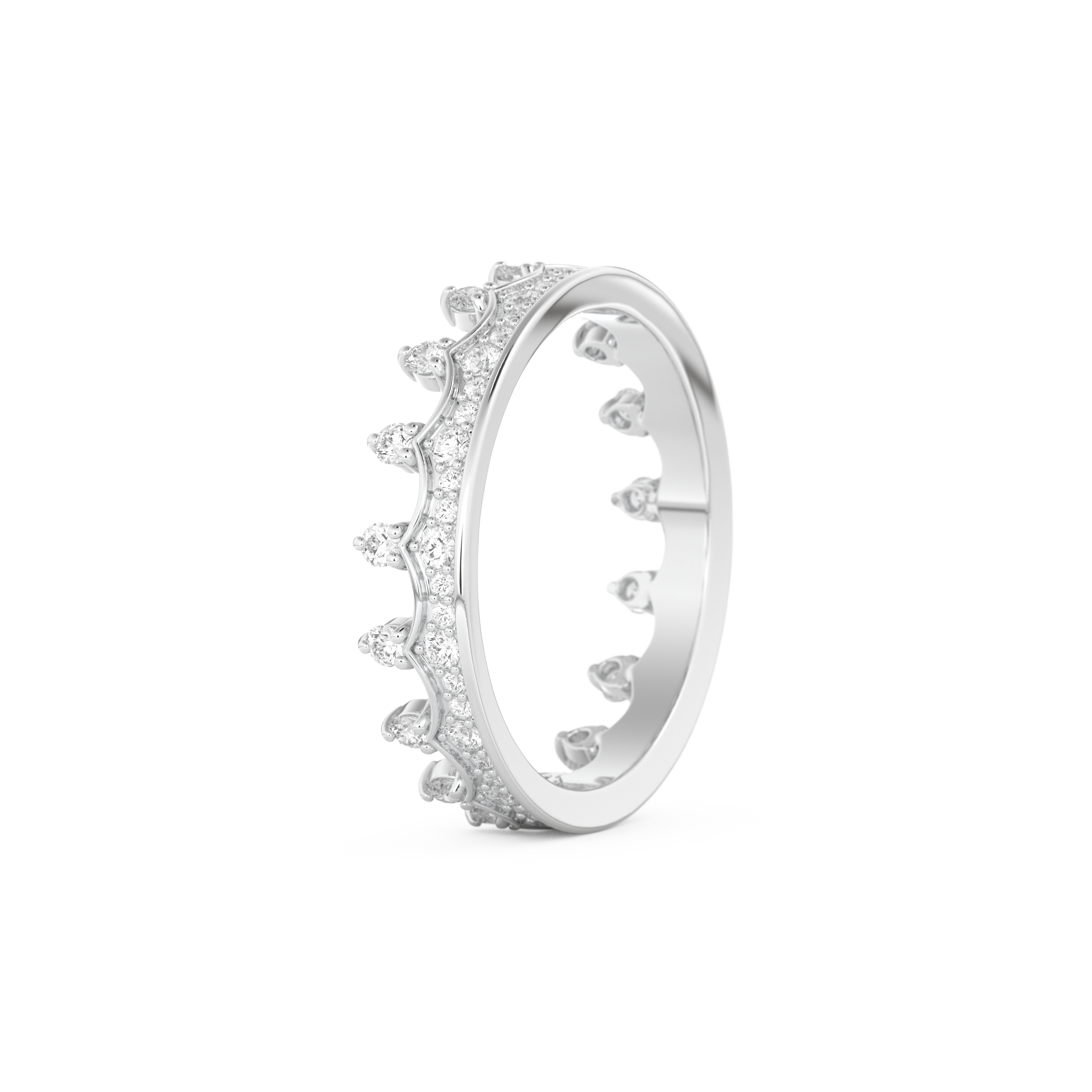 Regal Crown Full Eternity Wedding Band with 0.48 CT Round Cut Moissanite – Yellow, White, or Rose Gold 9