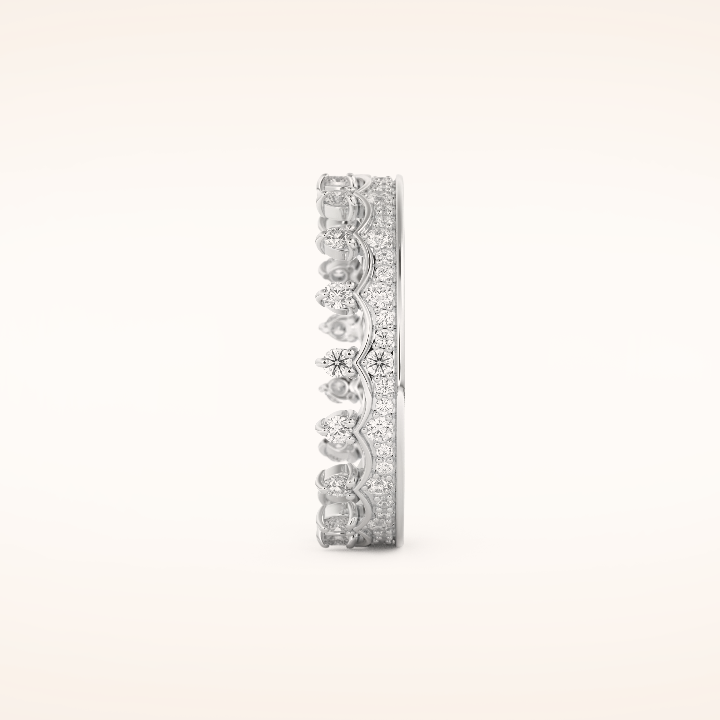0.48 TCW Round Shaped Moissanite Crown Wedding Band