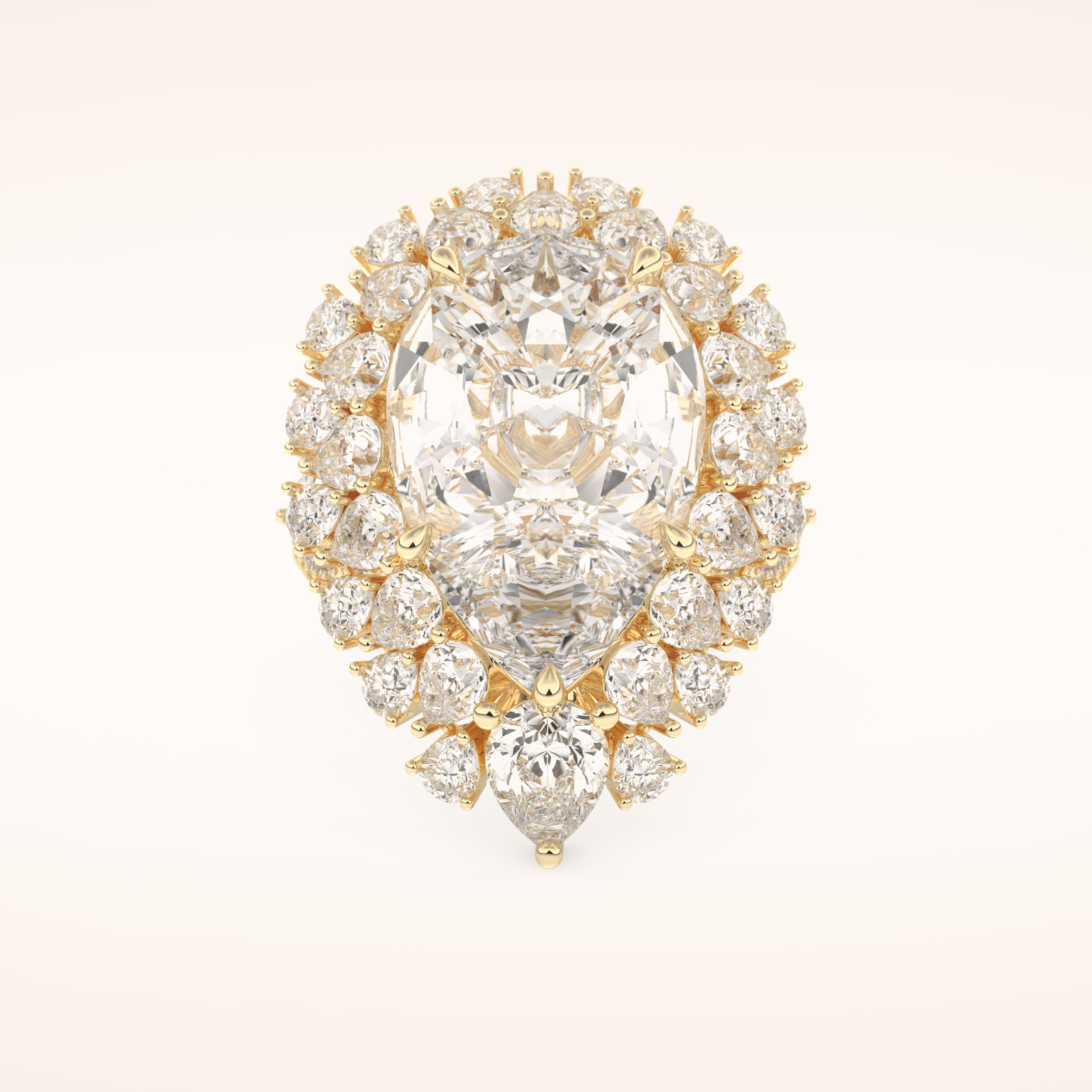 7.97 CT Pear Shaped Cluster Moissanite Engagement Ring
