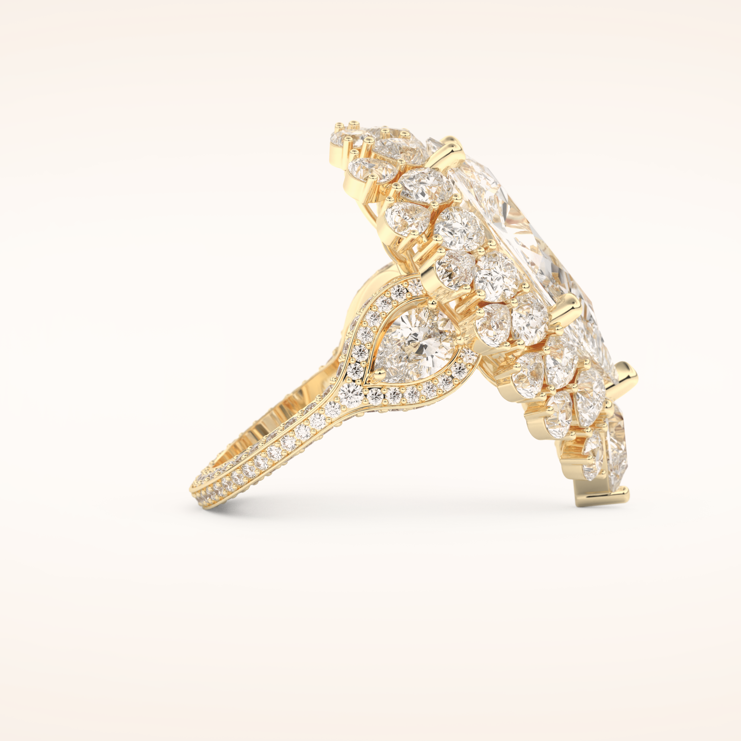 7.97 CT Pear Shaped Cluster Moissanite Engagement Ring