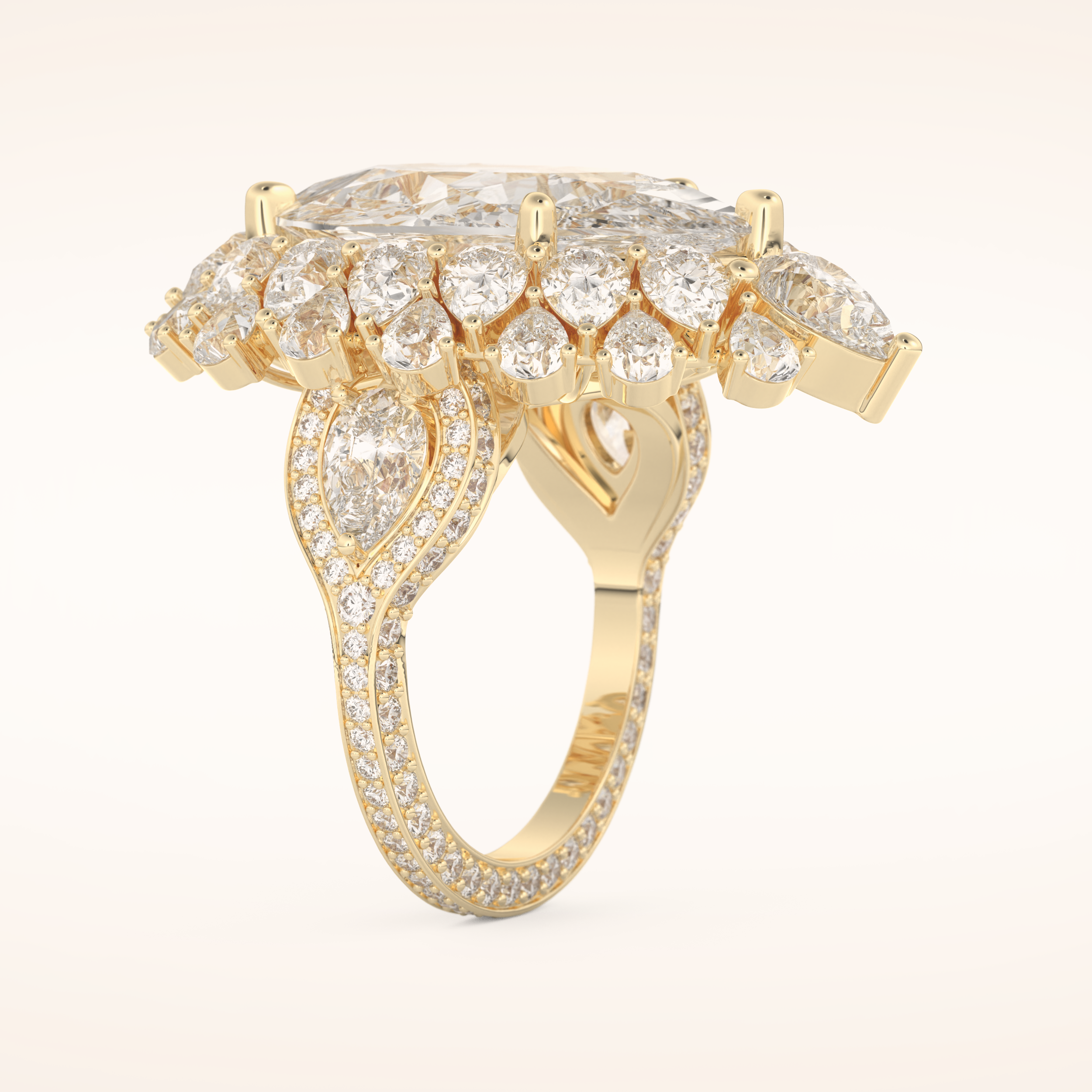 7.97 CT Pear Shaped Cluster Moissanite Engagement Ring