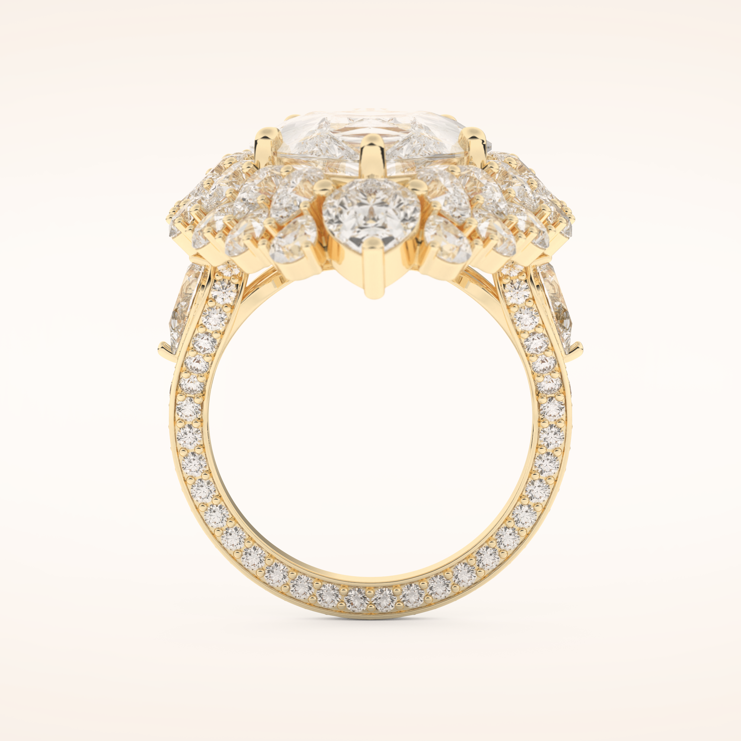7.97 CT Pear Shaped Cluster Moissanite Engagement Ring