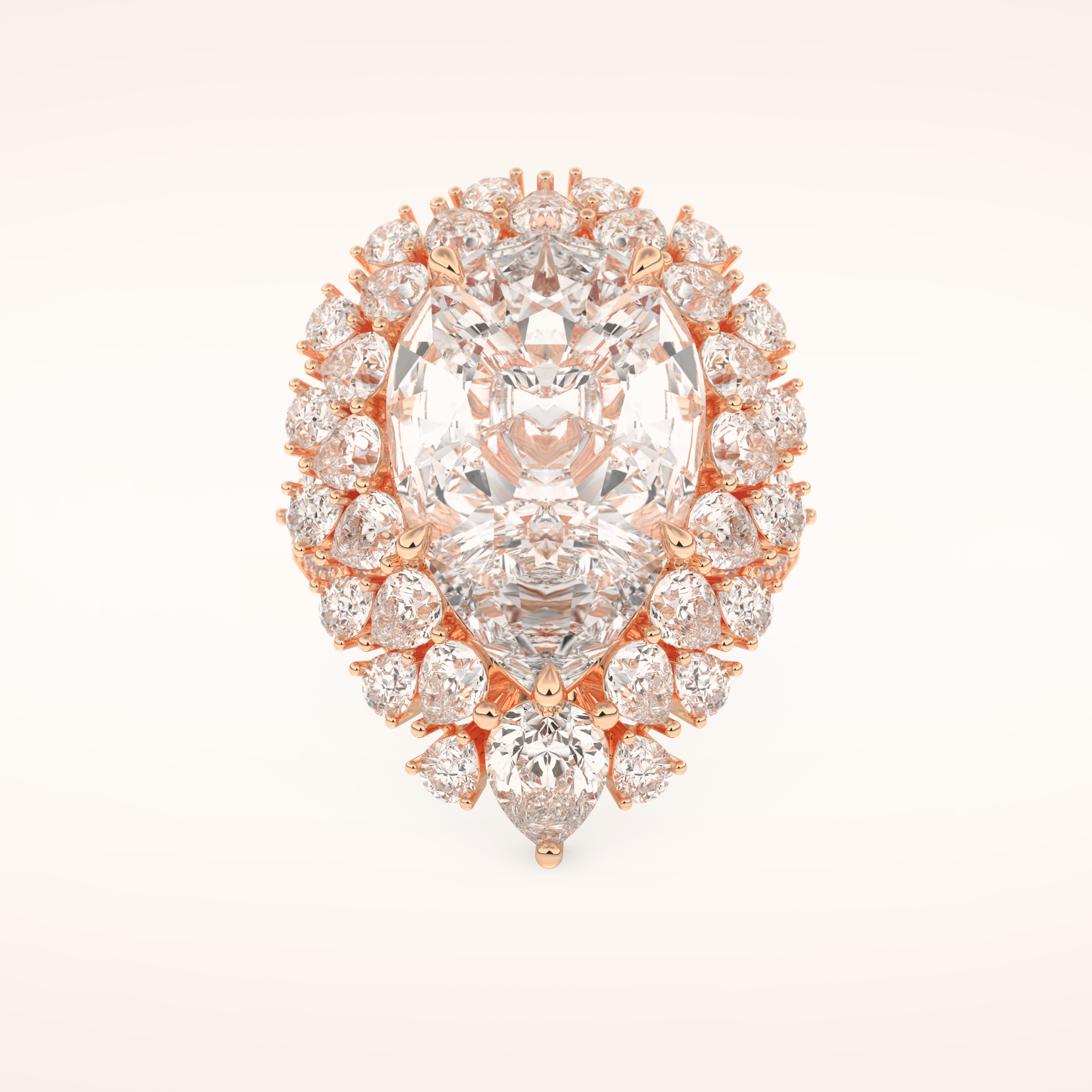 7.97 CT Pear Shaped Cluster Moissanite Engagement Ring