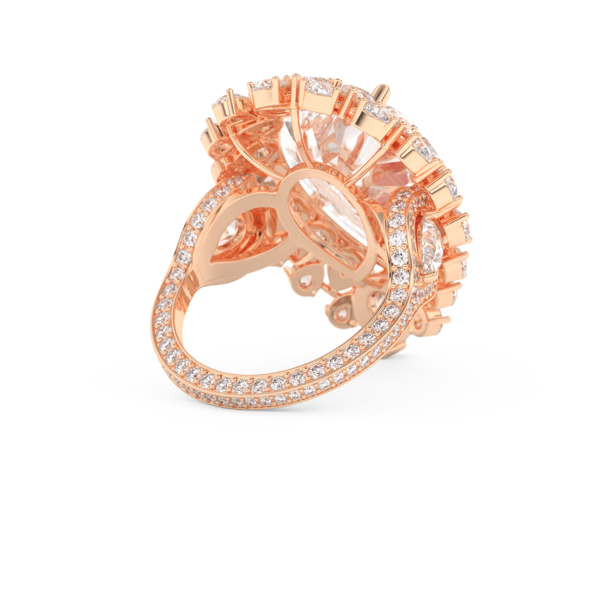Elongated Pear Cut 7.97 Carat Moissanite Ring – Hidden Halo & Pave Setting in Gold