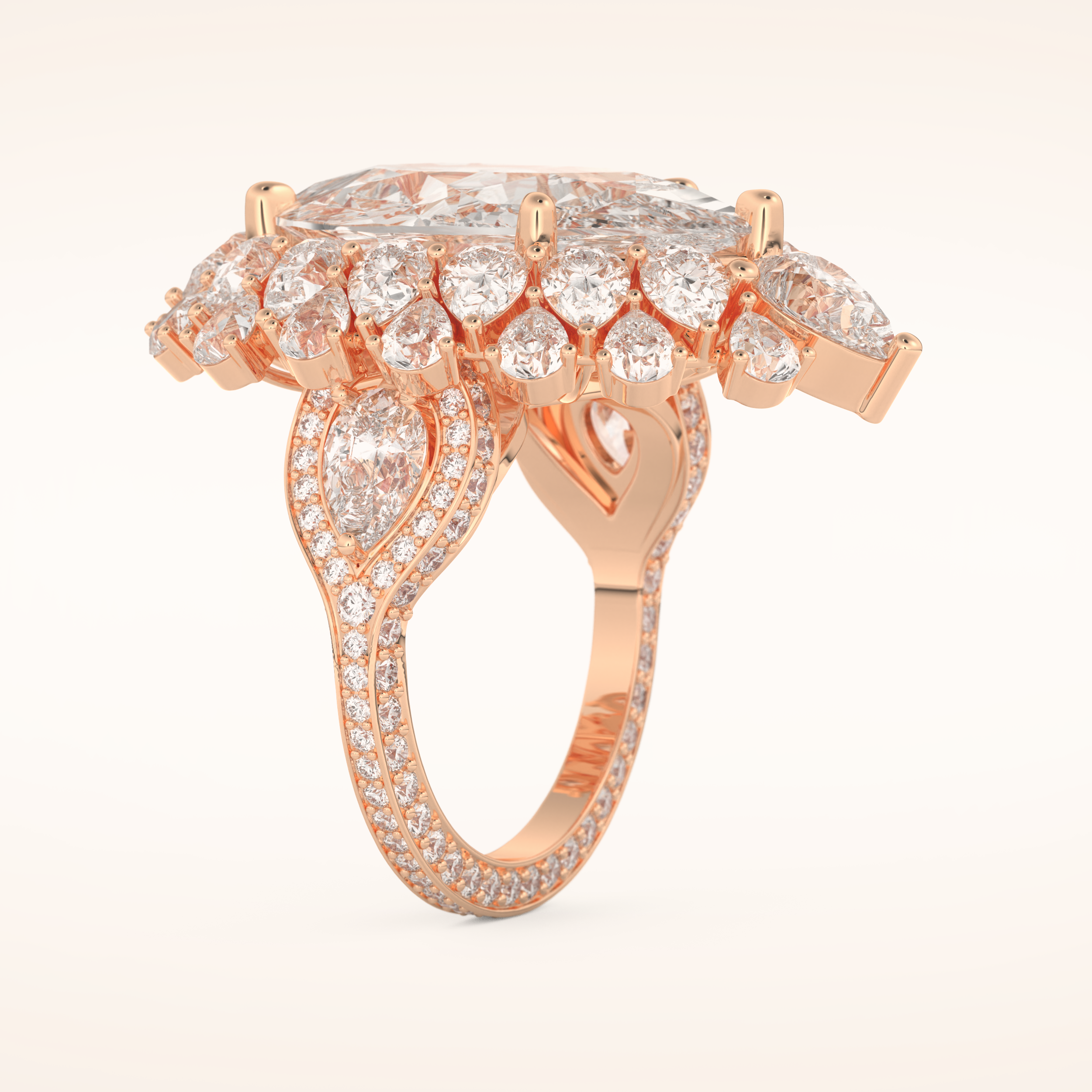 7.97 CT Pear Shaped Cluster Moissanite Engagement Ring