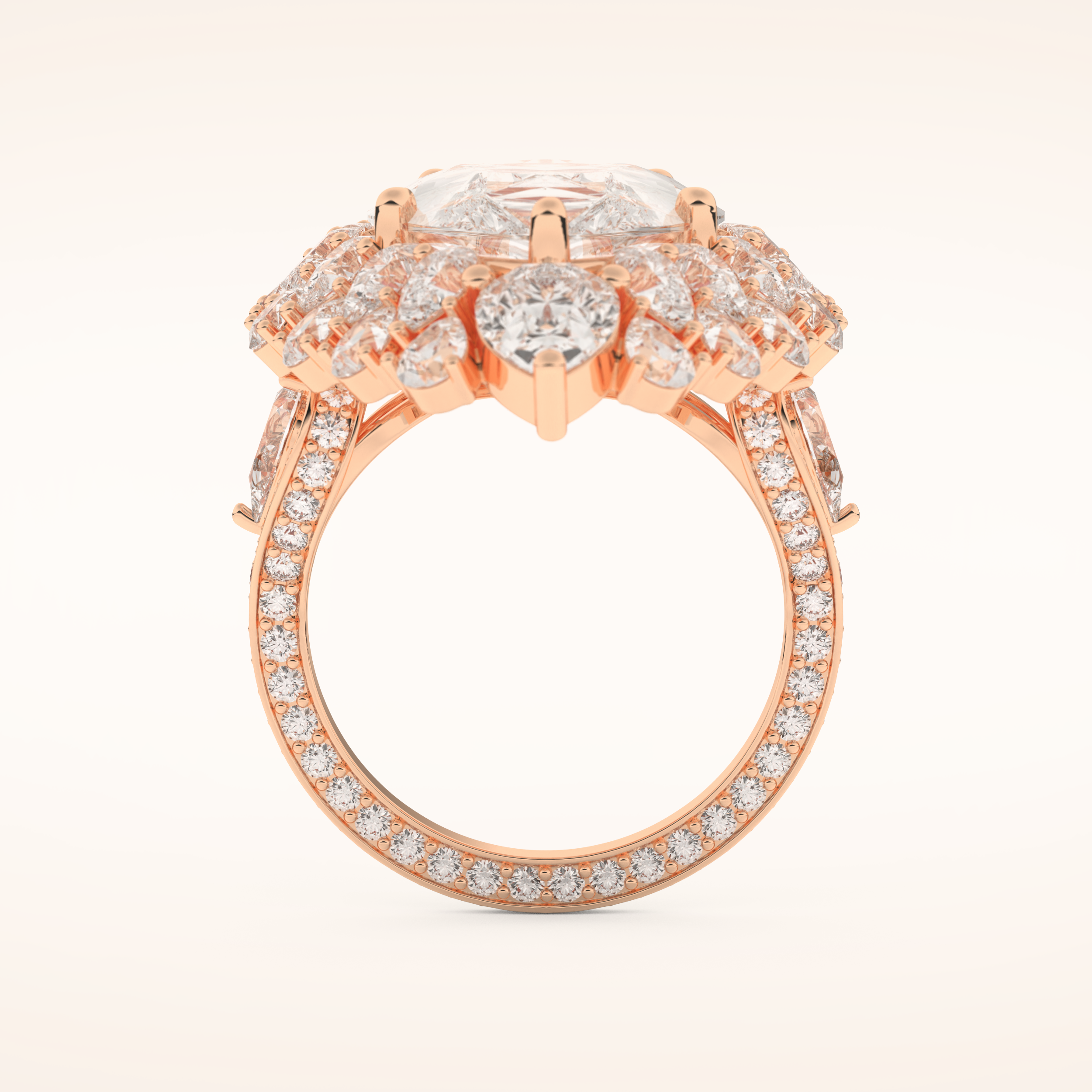 7.97 CT Pear Shaped Cluster Moissanite Engagement Ring