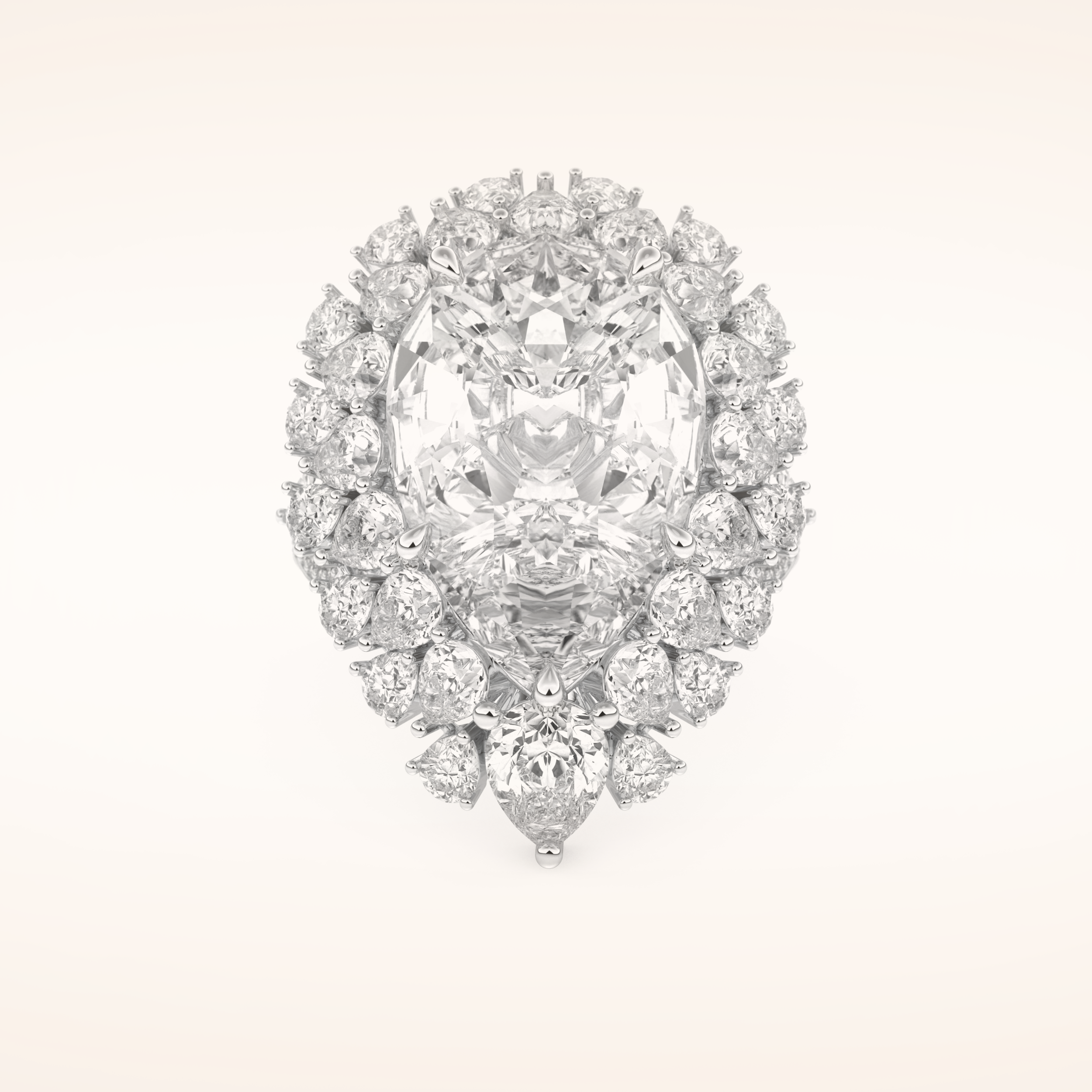 7.97 CT Pear Shaped Cluster Moissanite Engagement Ring