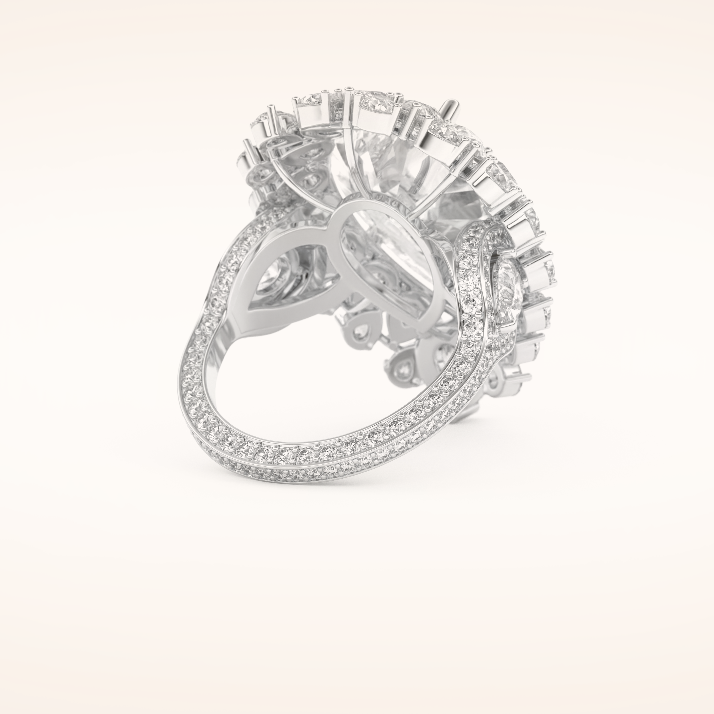 7.97 CT Pear Shaped Cluster Moissanite Engagement Ring