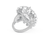 Elongated Pear Cut 7.97 Carat Moissanite Ring – Hidden Halo & Pave Setting in Gold