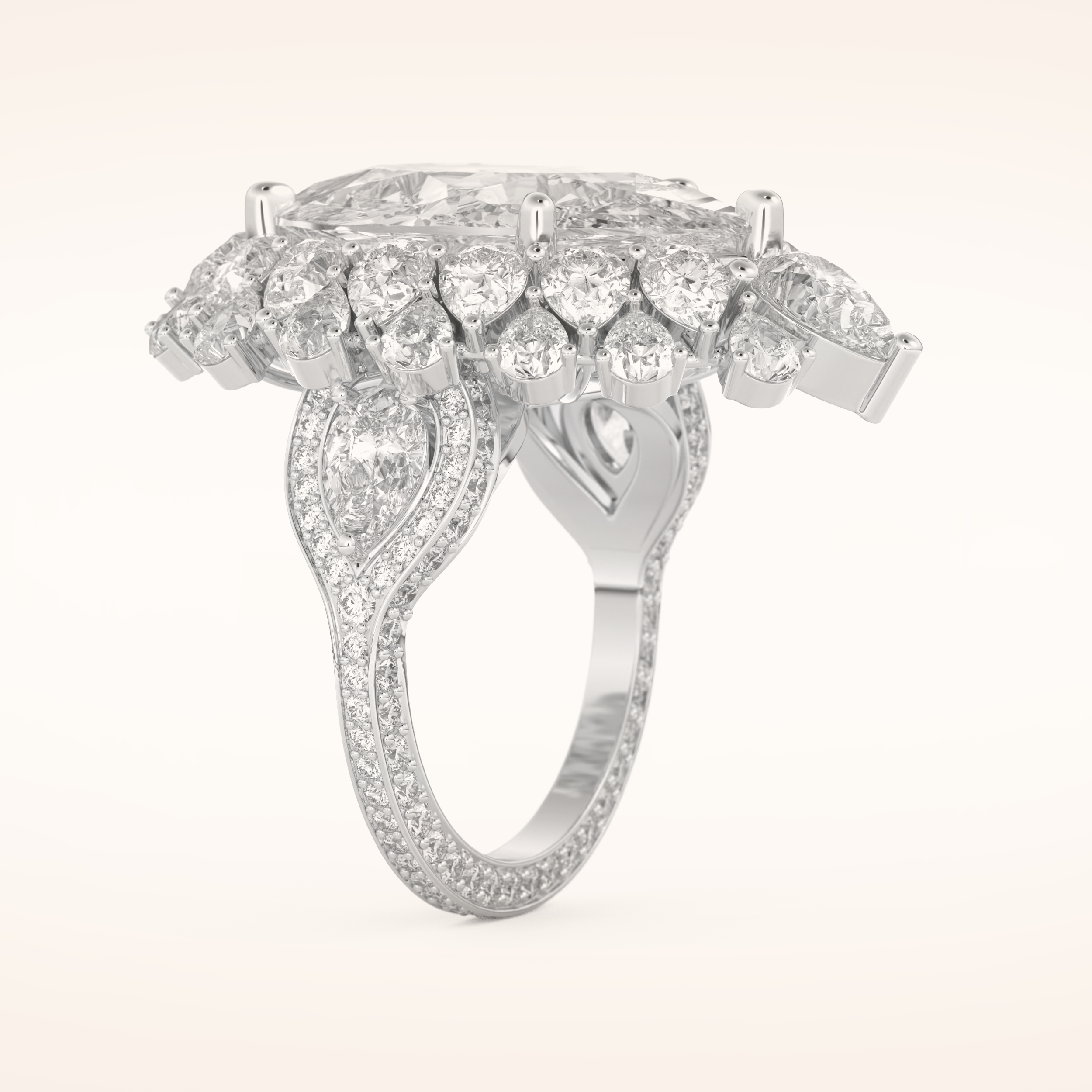 7.97 CT Pear Shaped Cluster Moissanite Engagement Ring