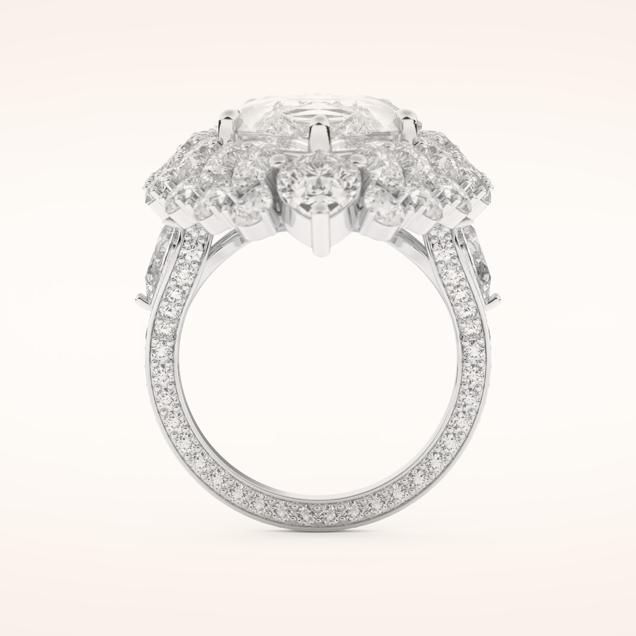 7.97 CT Pear Shaped Cluster Moissanite Engagement Ring