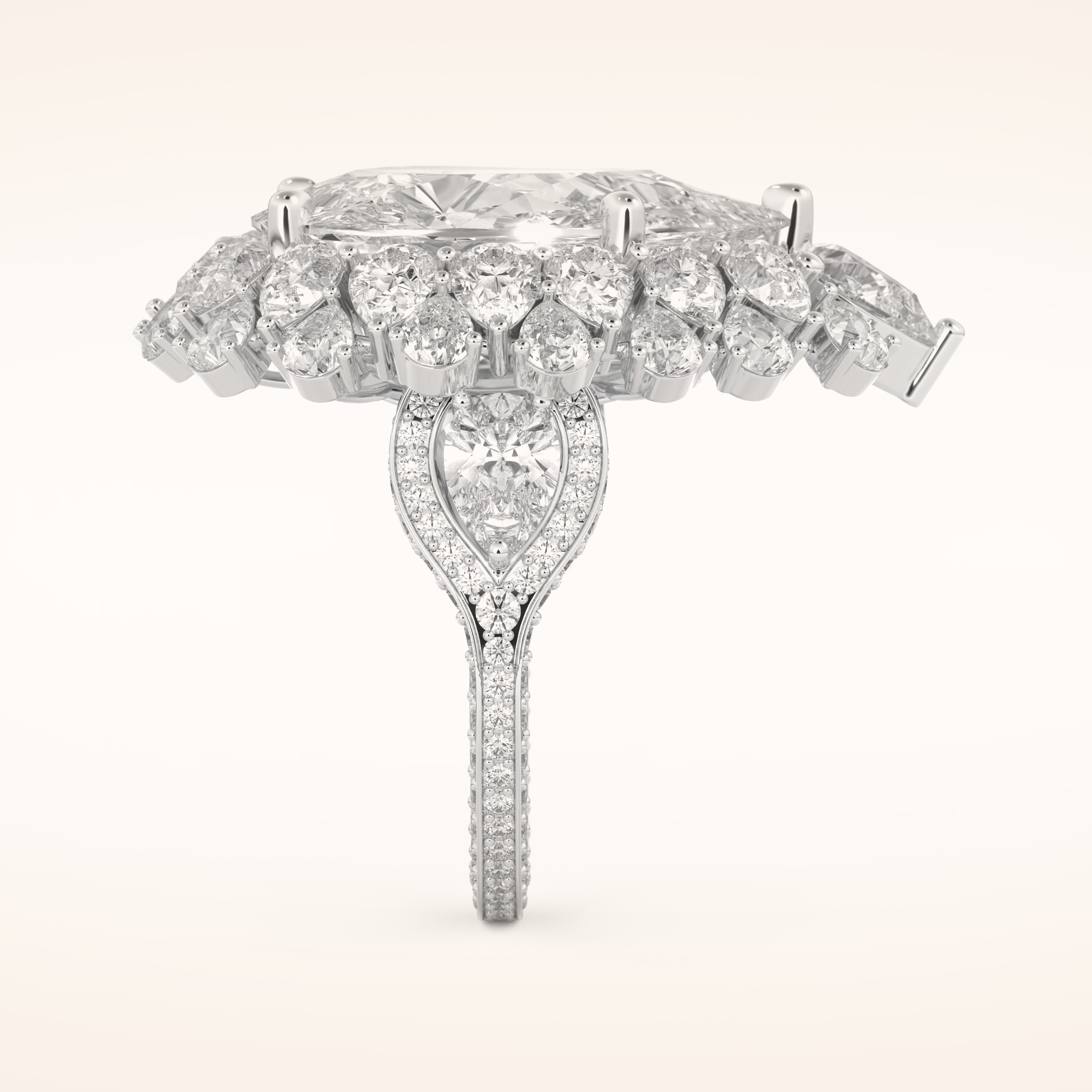 7.97 CT Pear Shaped Cluster Moissanite Engagement Ring