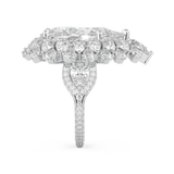 Elongated Pear Cut 7.97 Carat Moissanite Ring – Hidden Halo & Pave Setting in Gold