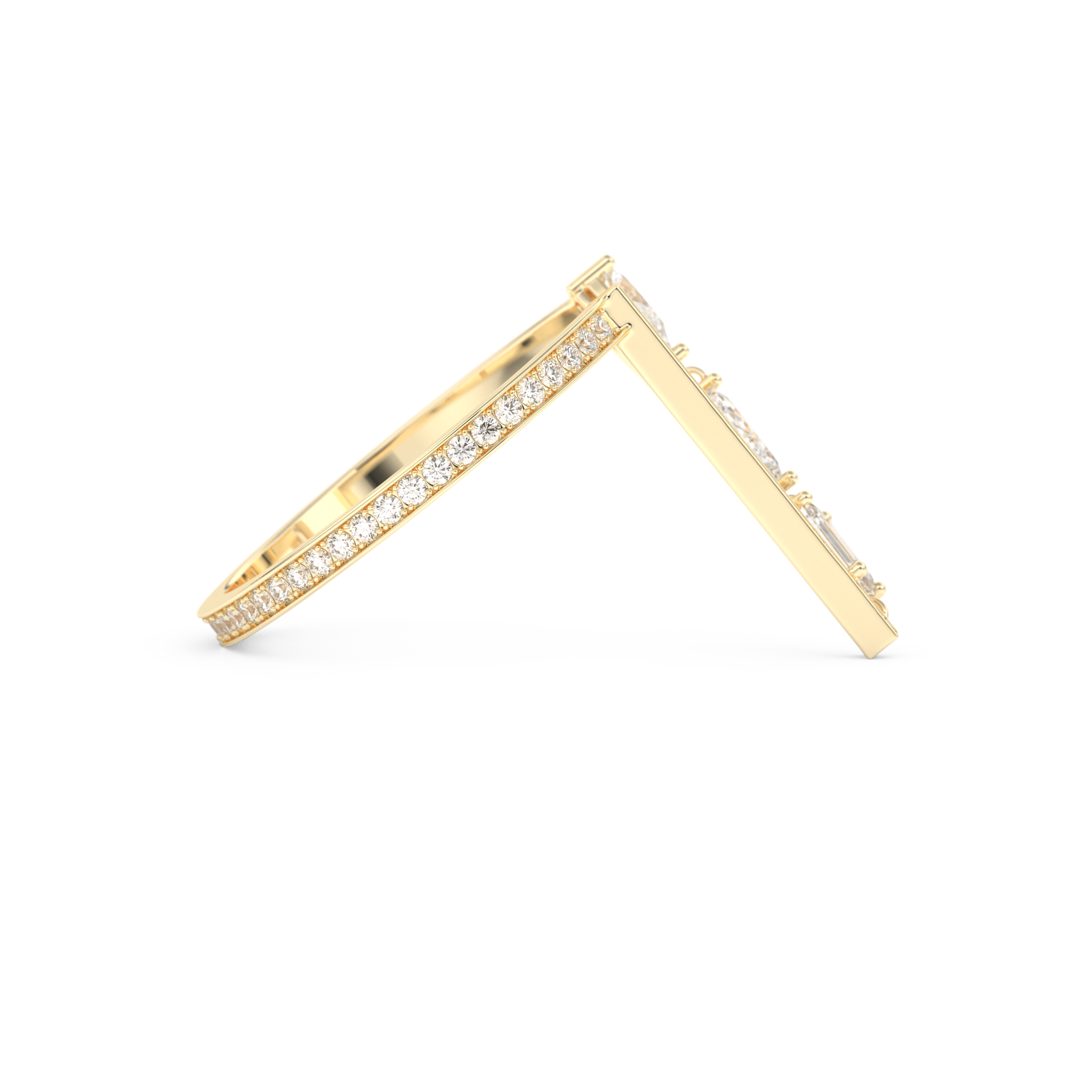 Asymmetric Bar and Droplet Full Eternity Wedding Band with 0.569 CT Pear, Round, Emerald & Marquise Cut Moissanite – Yellow, White, or Rose Gold 6