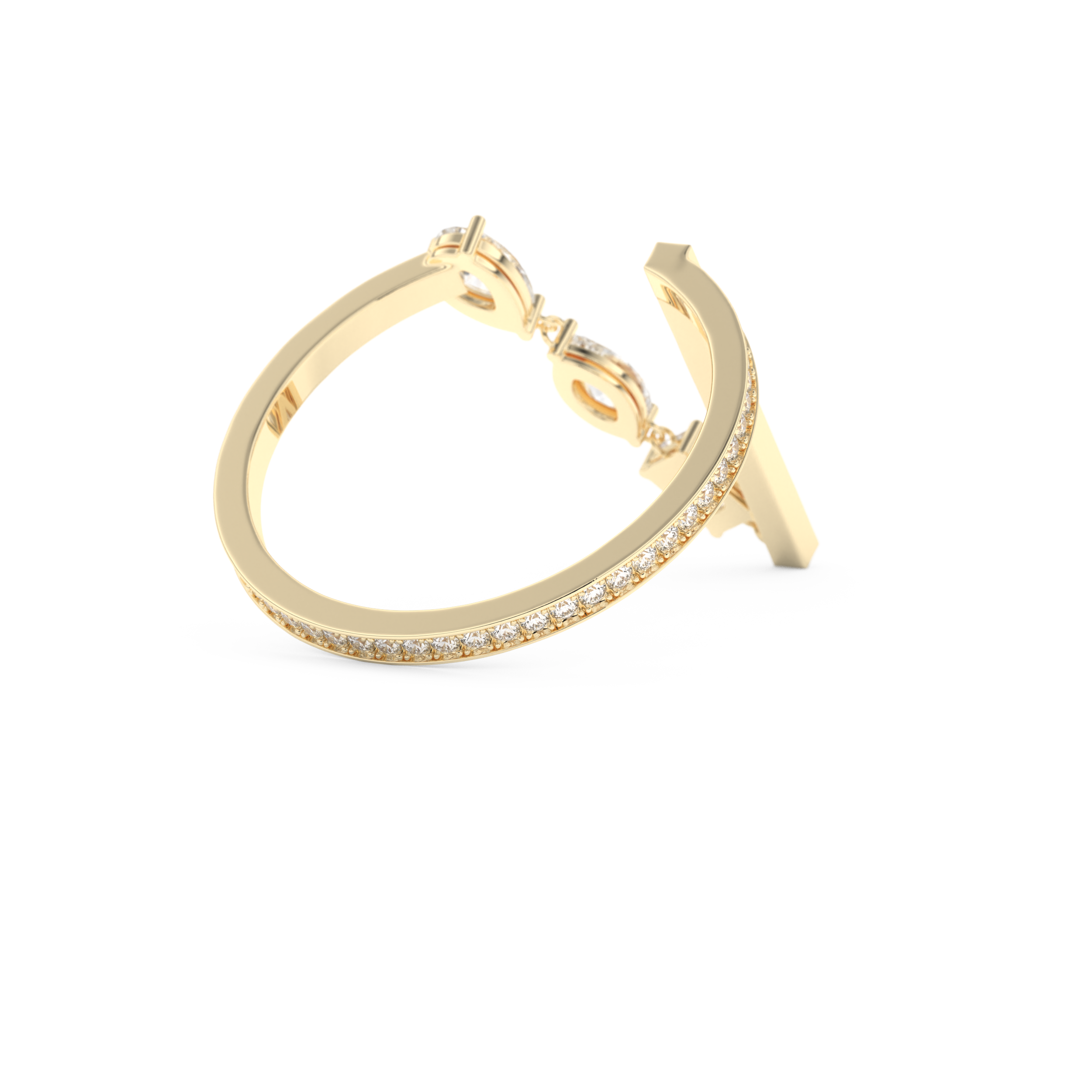 Asymmetric Bar and Droplet Full Eternity Wedding Band with 0.569 CT Pear, Round, Emerald & Marquise Cut Moissanite – Yellow, White, or Rose Gold 5