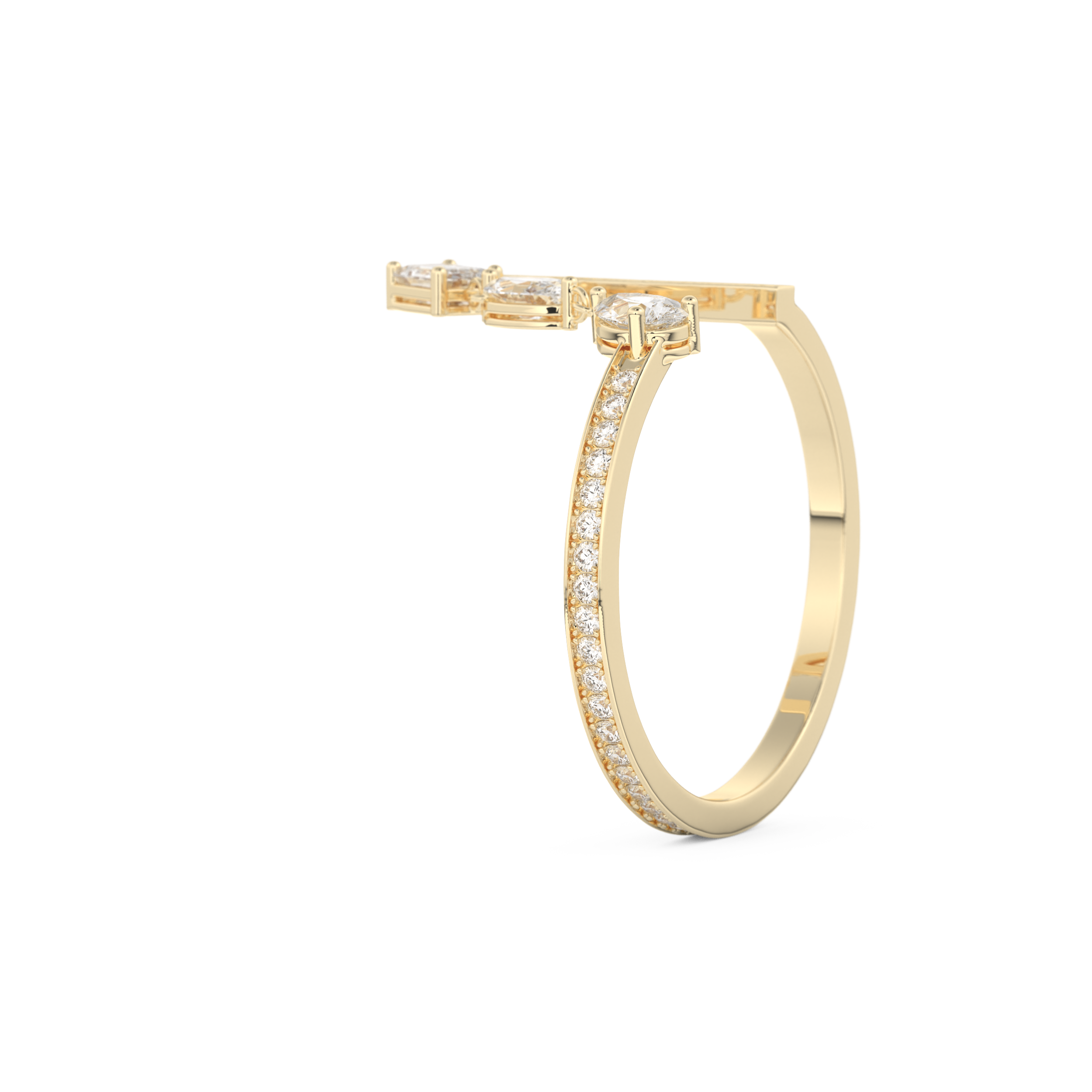 Asymmetric Bar and Droplet Full Eternity Wedding Band with 0.569 CT Pear, Round, Emerald & Marquise Cut Moissanite – Yellow, White, or Rose Gold 3