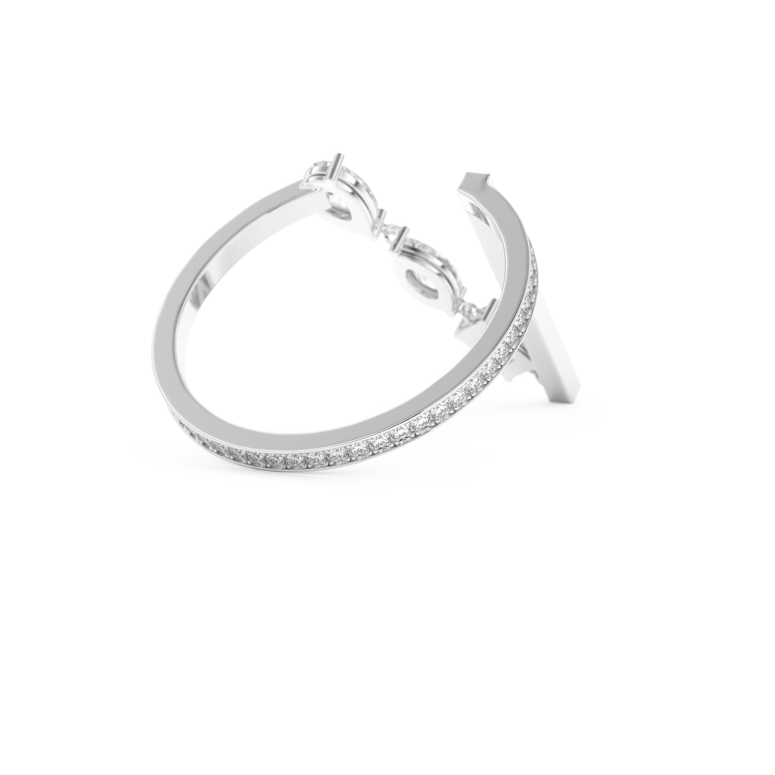 Asymmetric Bar and Droplet Full Eternity Wedding Band with 0.569 CT Pear, Round, Emerald & Marquise Cut Moissanite – Yellow, White, or Rose Gold 11