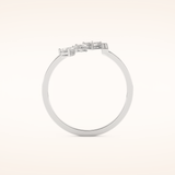 0.569 TCW Pear, Round & Emerald Shaped Moissanite Unique V Style Wedding Band