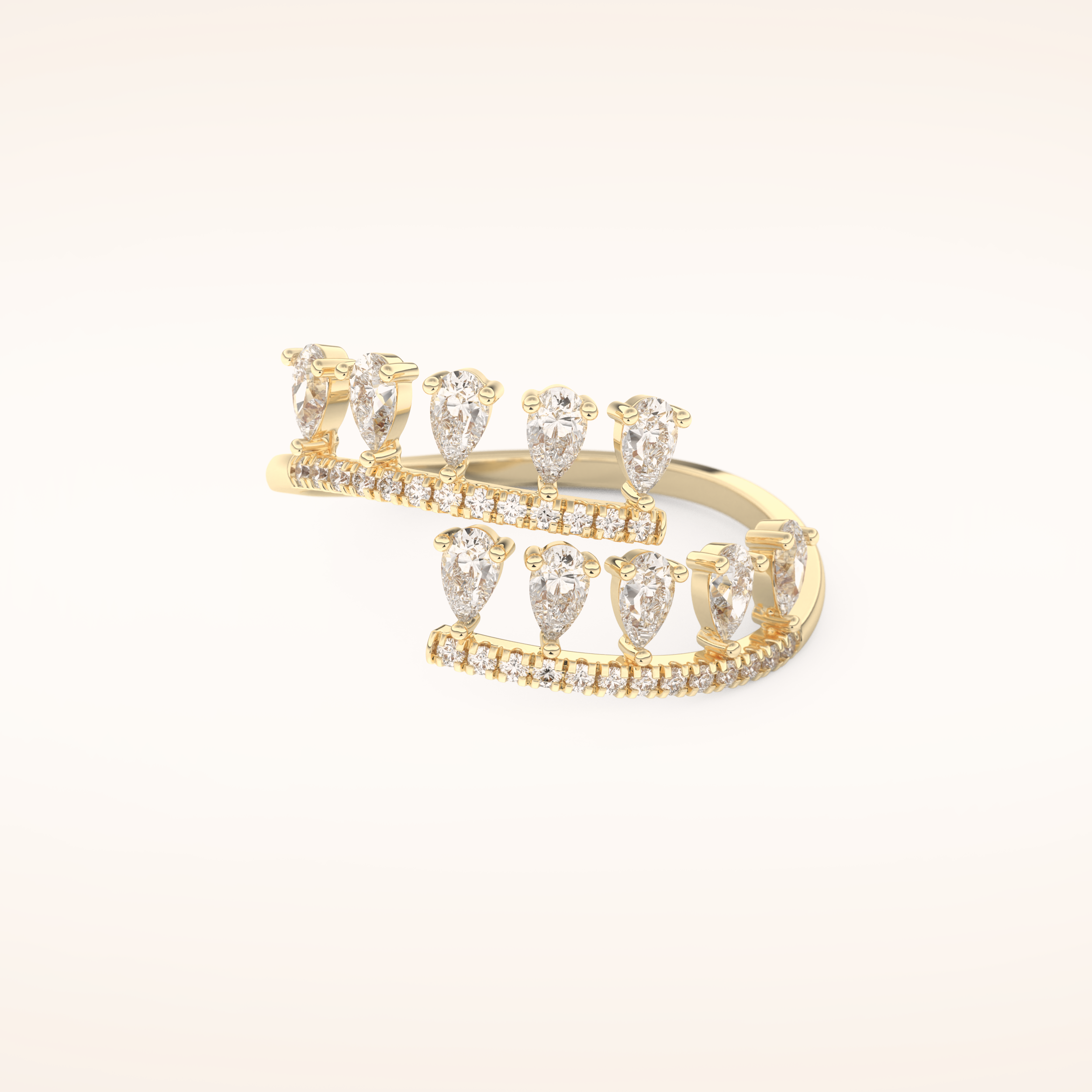 0.69 TCW Round & Pear Shaped Moissanite Swirl Wedding Band
