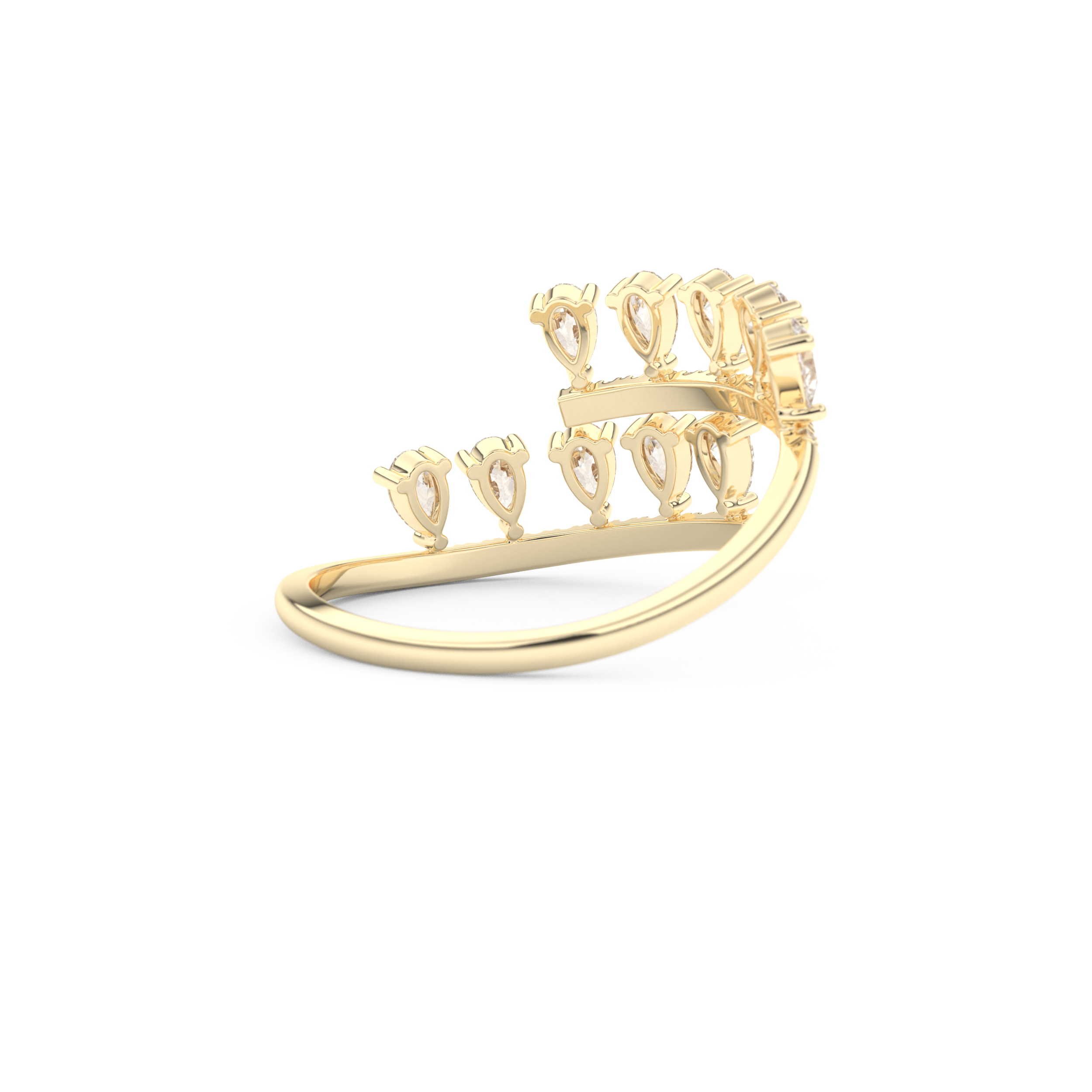 Dual Row Half Eternity Wedding Band with 0.69 CT Round and Pear Cut Moissanite – Yellow, White, or Rose Gold 6