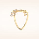 0.69 TCW Round & Pear Shaped Moissanite Swirl Wedding Band
