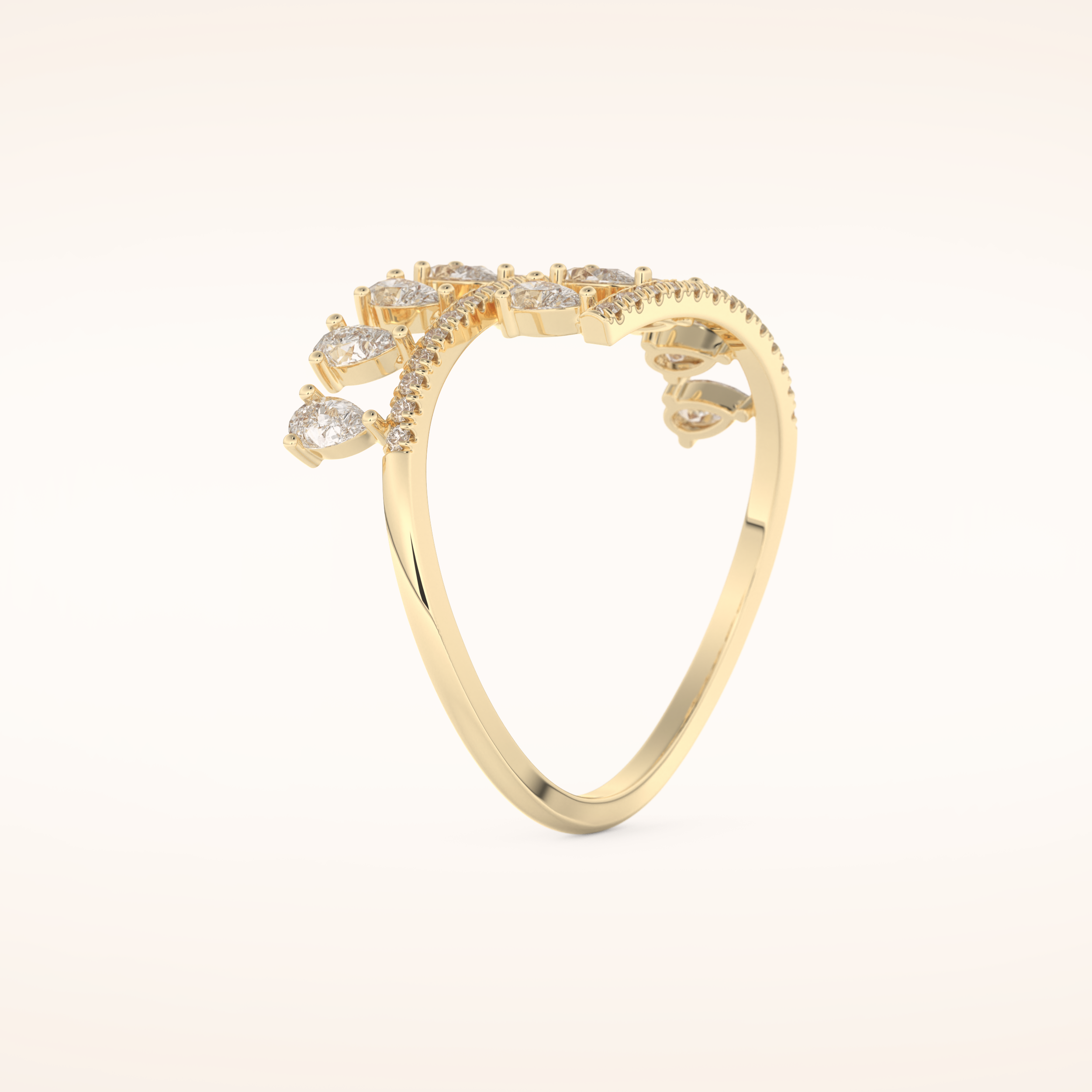 0.69 TCW Round & Pear Shaped Moissanite Swirl Wedding Band