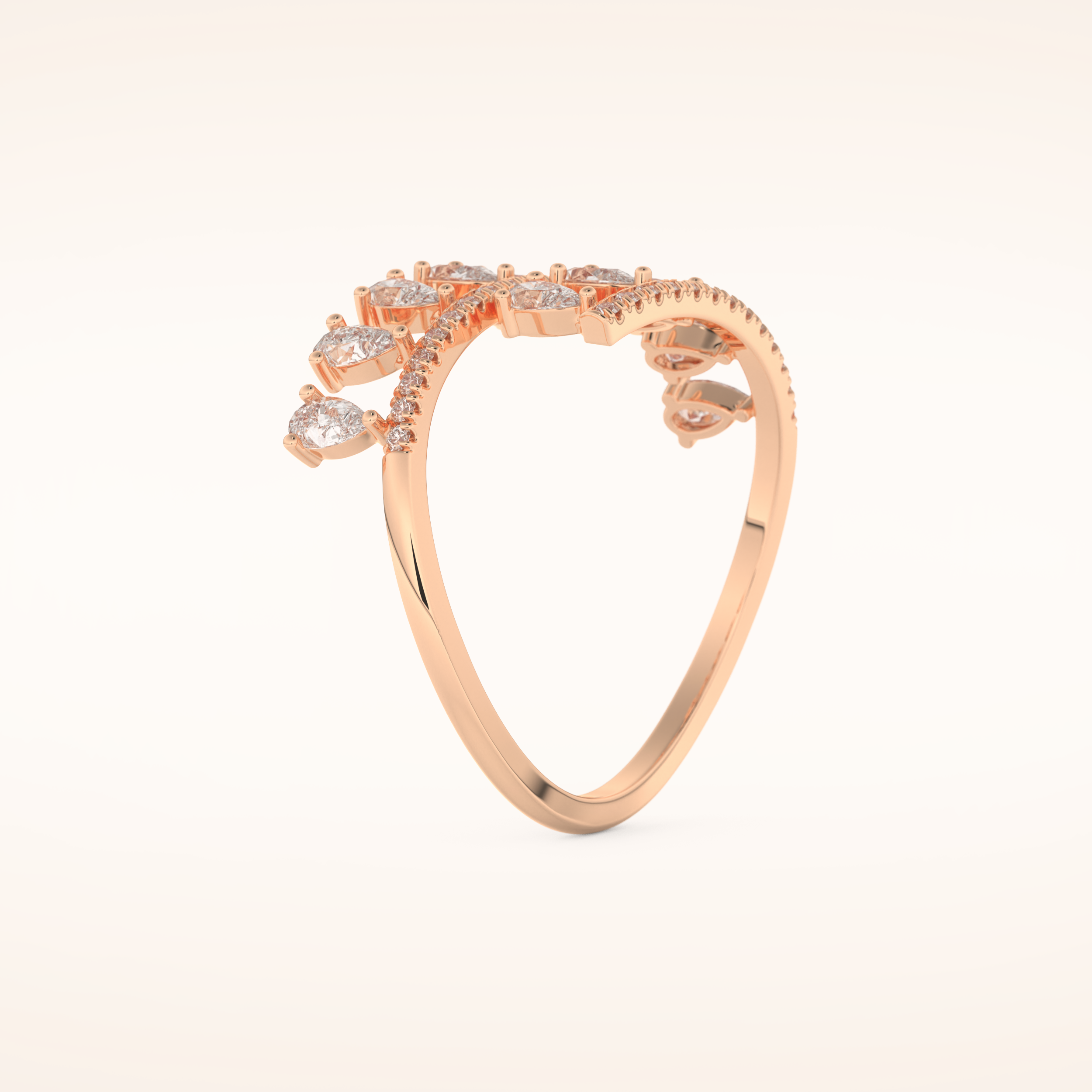 0.69 TCW Round & Pear Shaped Moissanite Swirl Wedding Band
