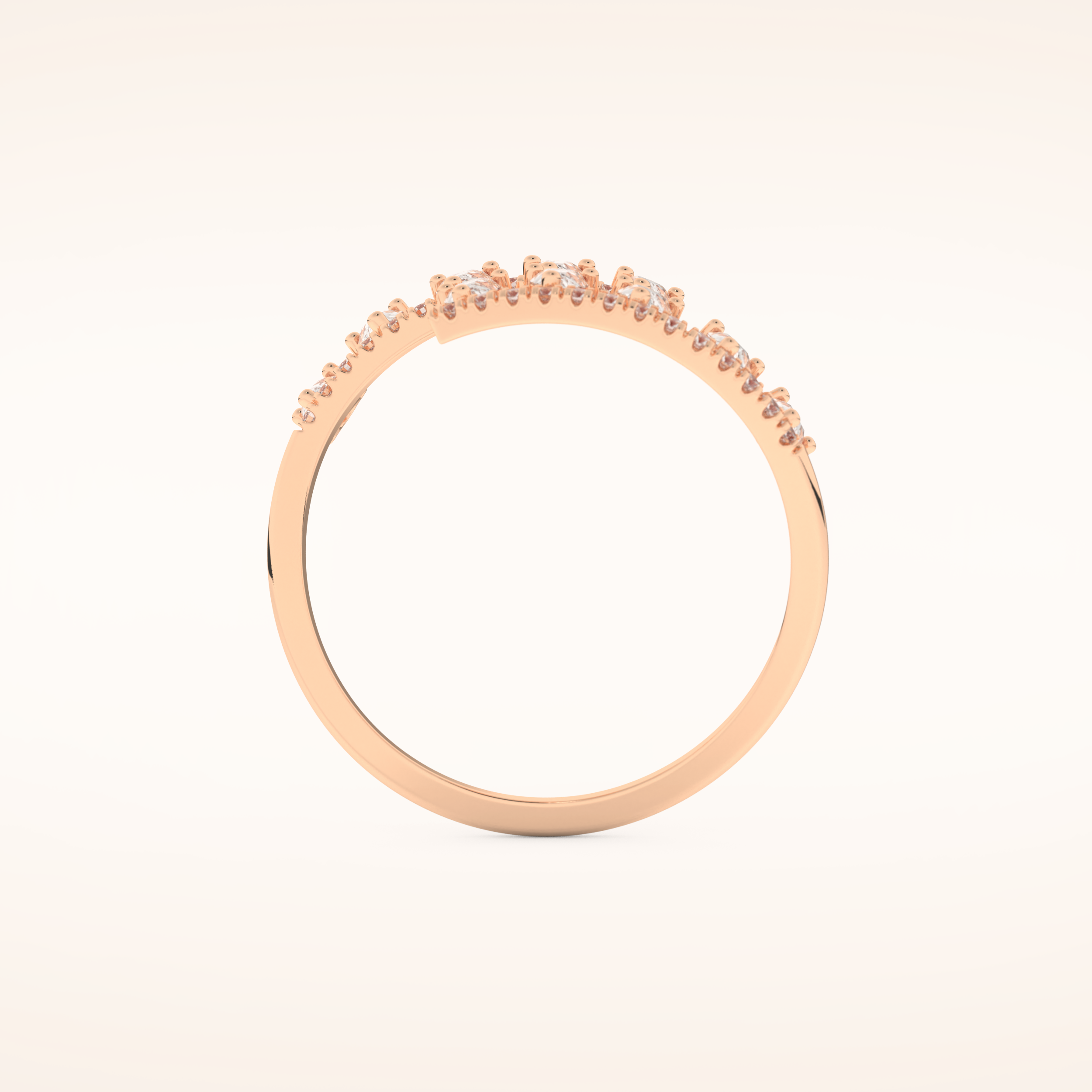0.69 TCW Round & Pear Shaped Moissanite Swirl Wedding Band