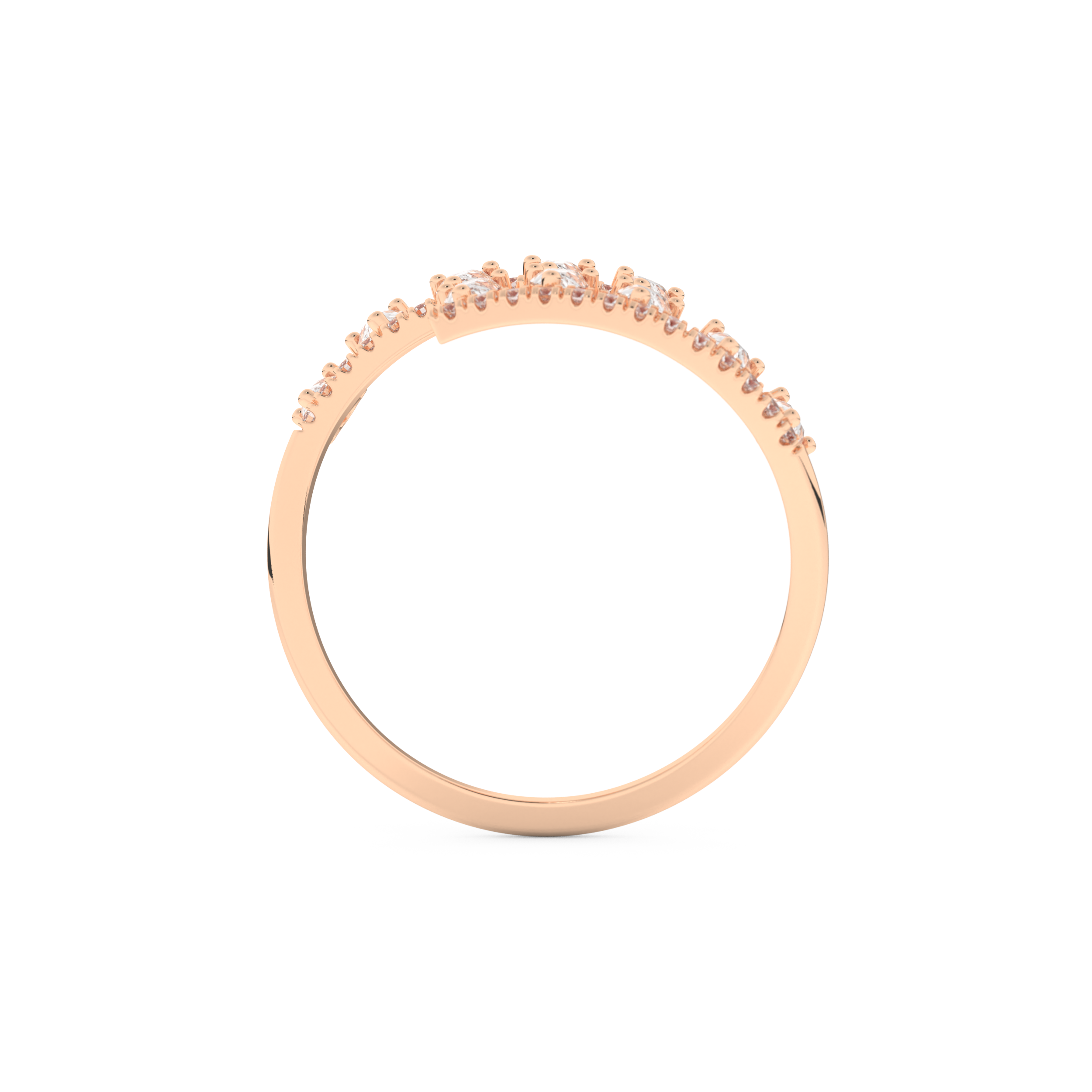 Dual Row Half Eternity Wedding Band with 0.69 CT Round and Pear Cut Moissanite – Yellow, White, or Rose Gold 17