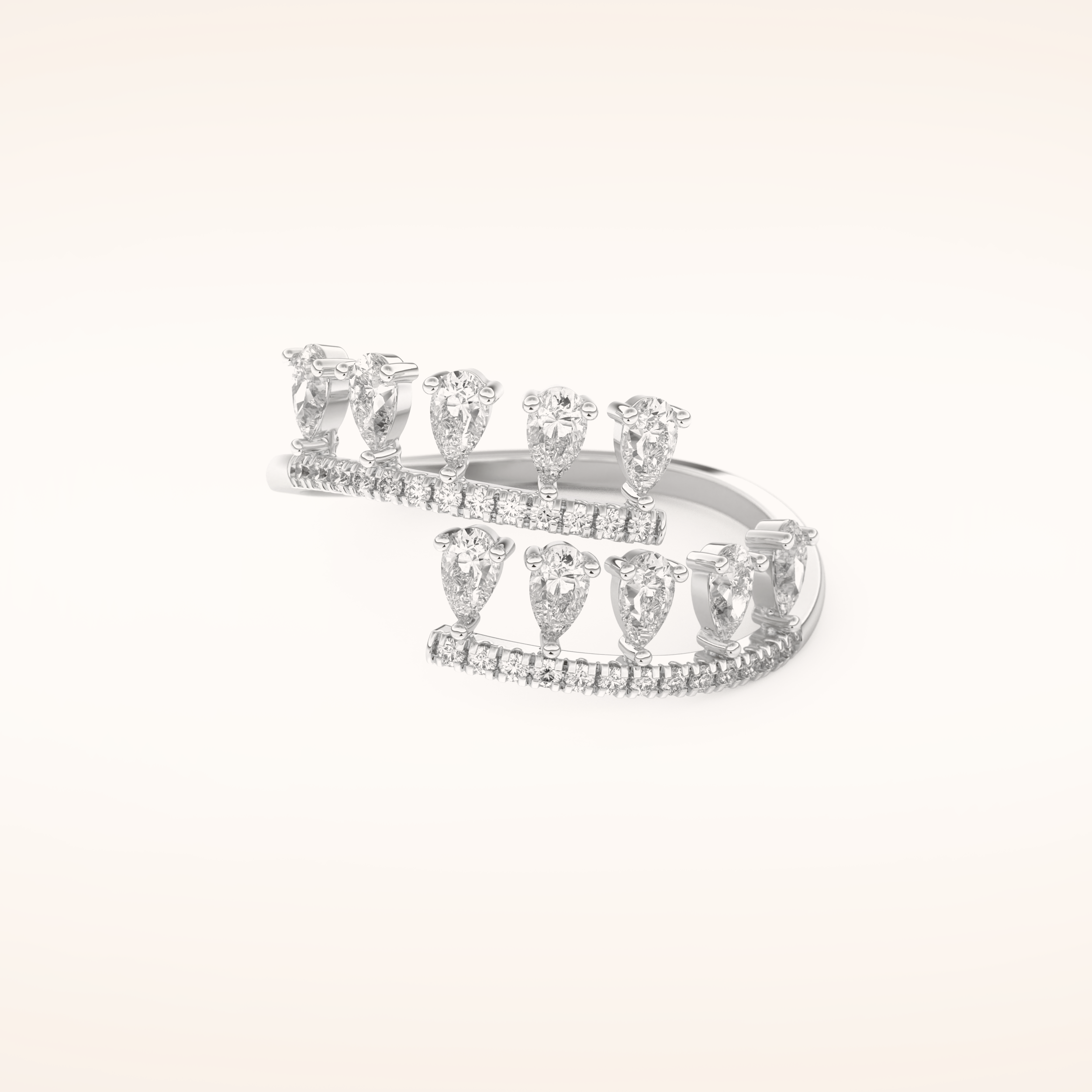0.69 TCW Round & Pear Shaped Moissanite Swirl Wedding Band