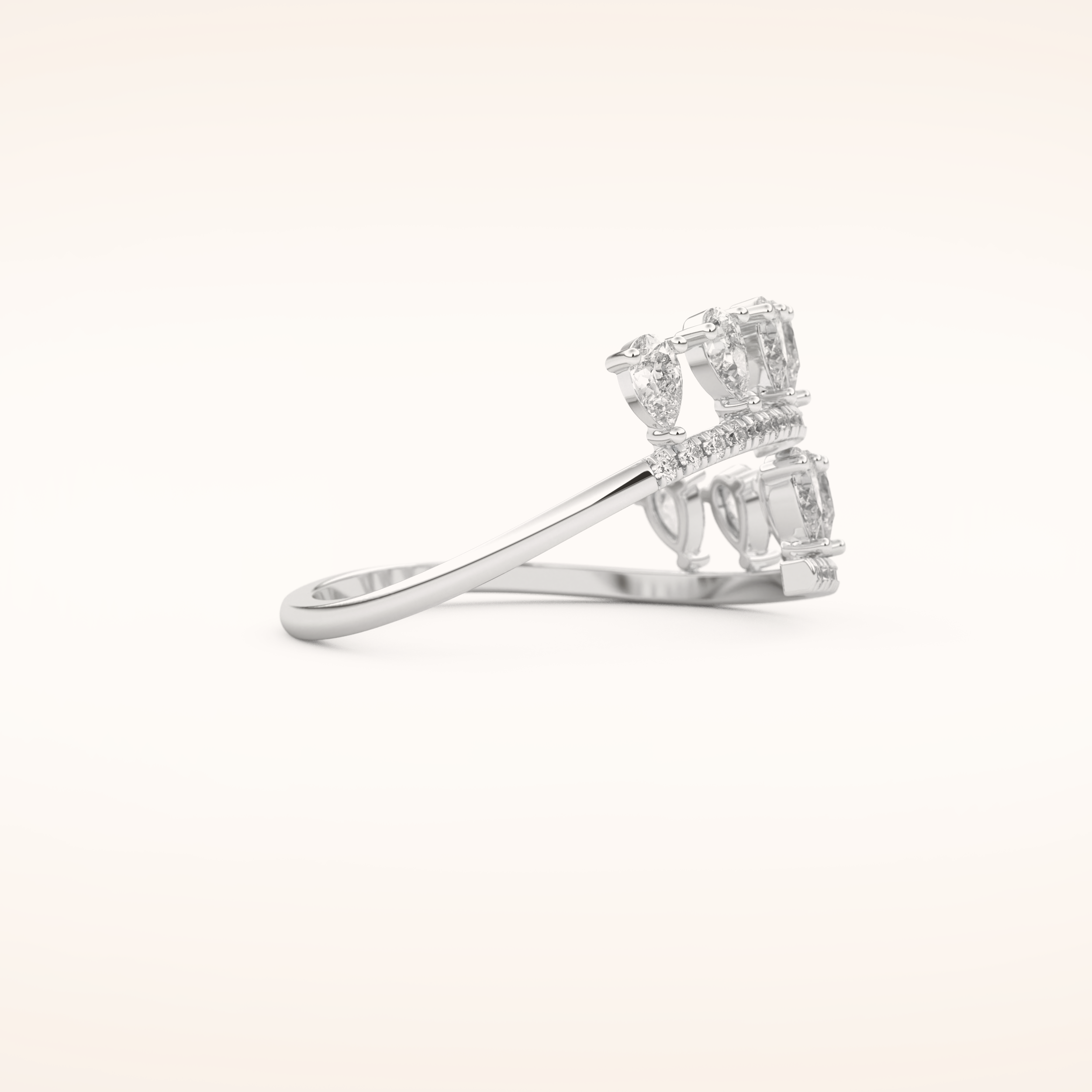 0.69 TCW Round & Pear Shaped Moissanite Swirl Wedding Band