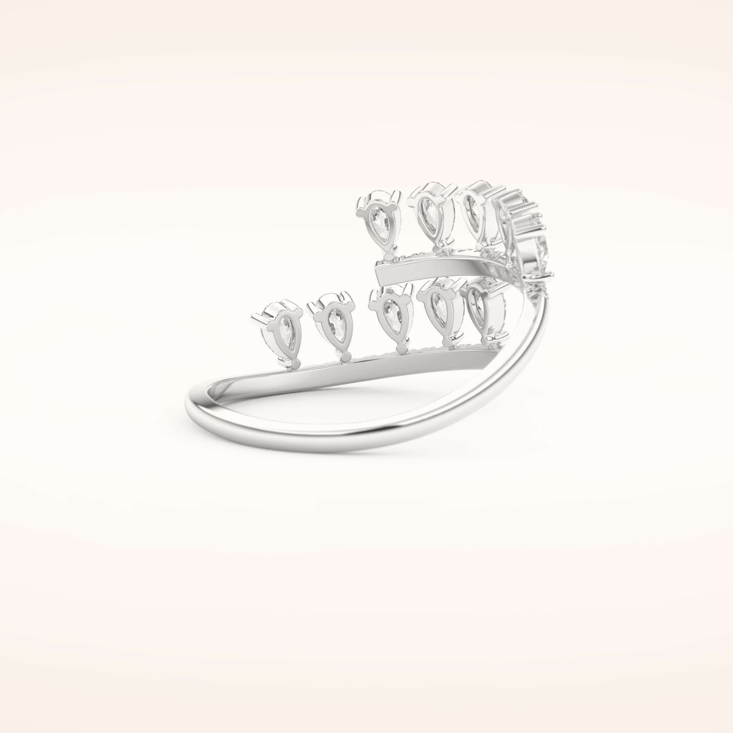 0.69 TCW Round & Pear Shaped Moissanite Swirl Wedding Band