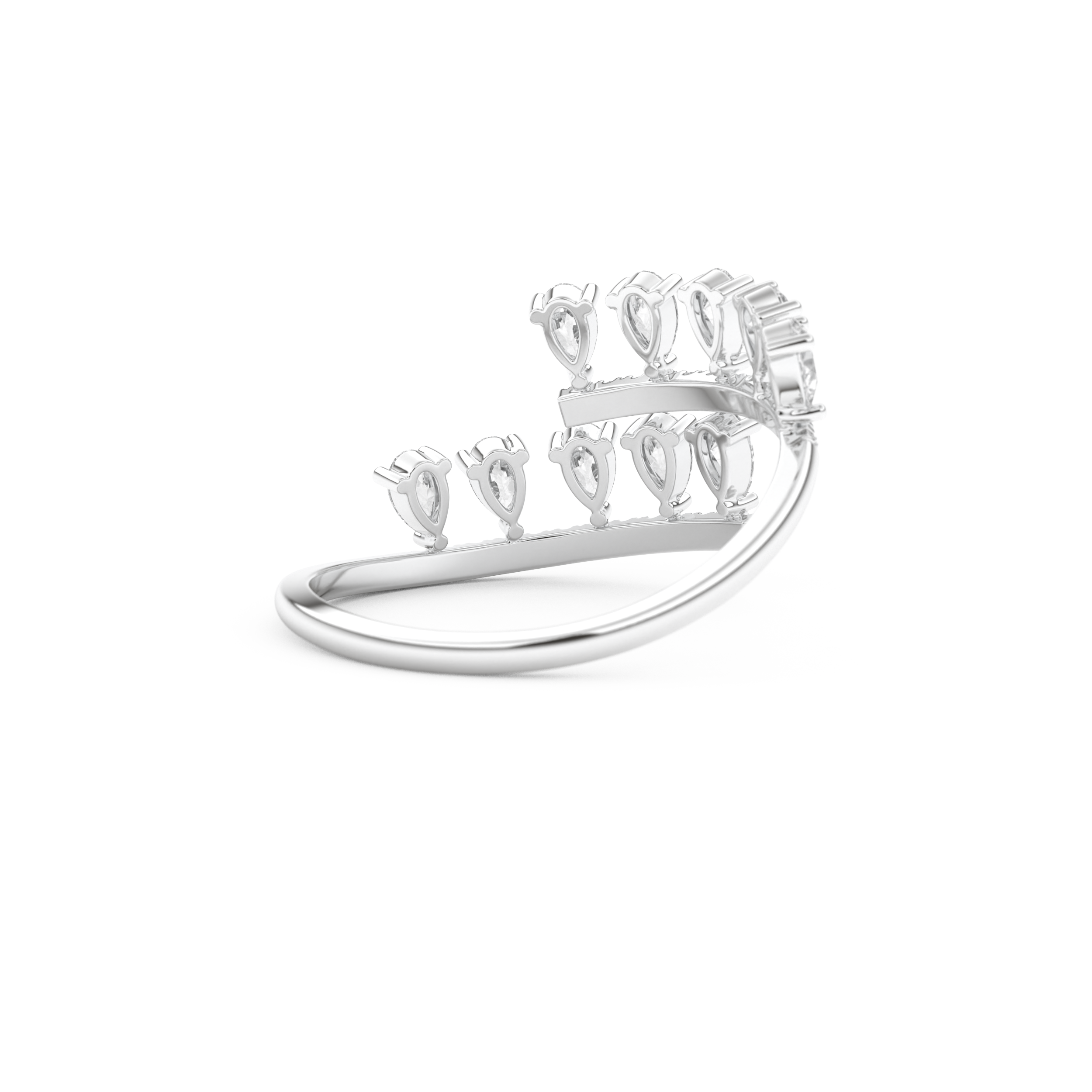 Dual Row Half Eternity Wedding Band with 0.69 CT Round and Pear Cut Moissanite – Yellow, White, or Rose Gold 8