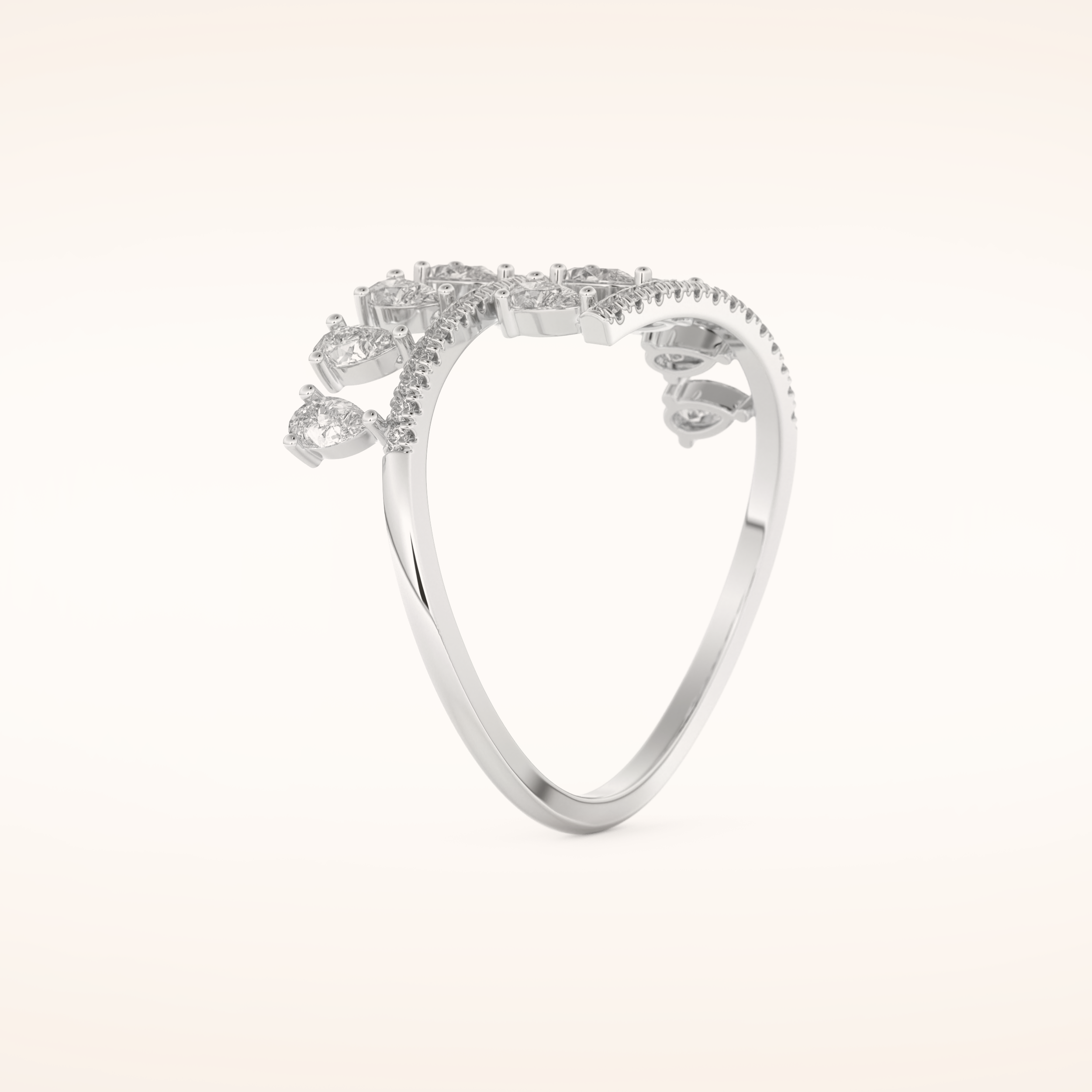 0.69 TCW Round & Pear Shaped Moissanite Swirl Wedding Band