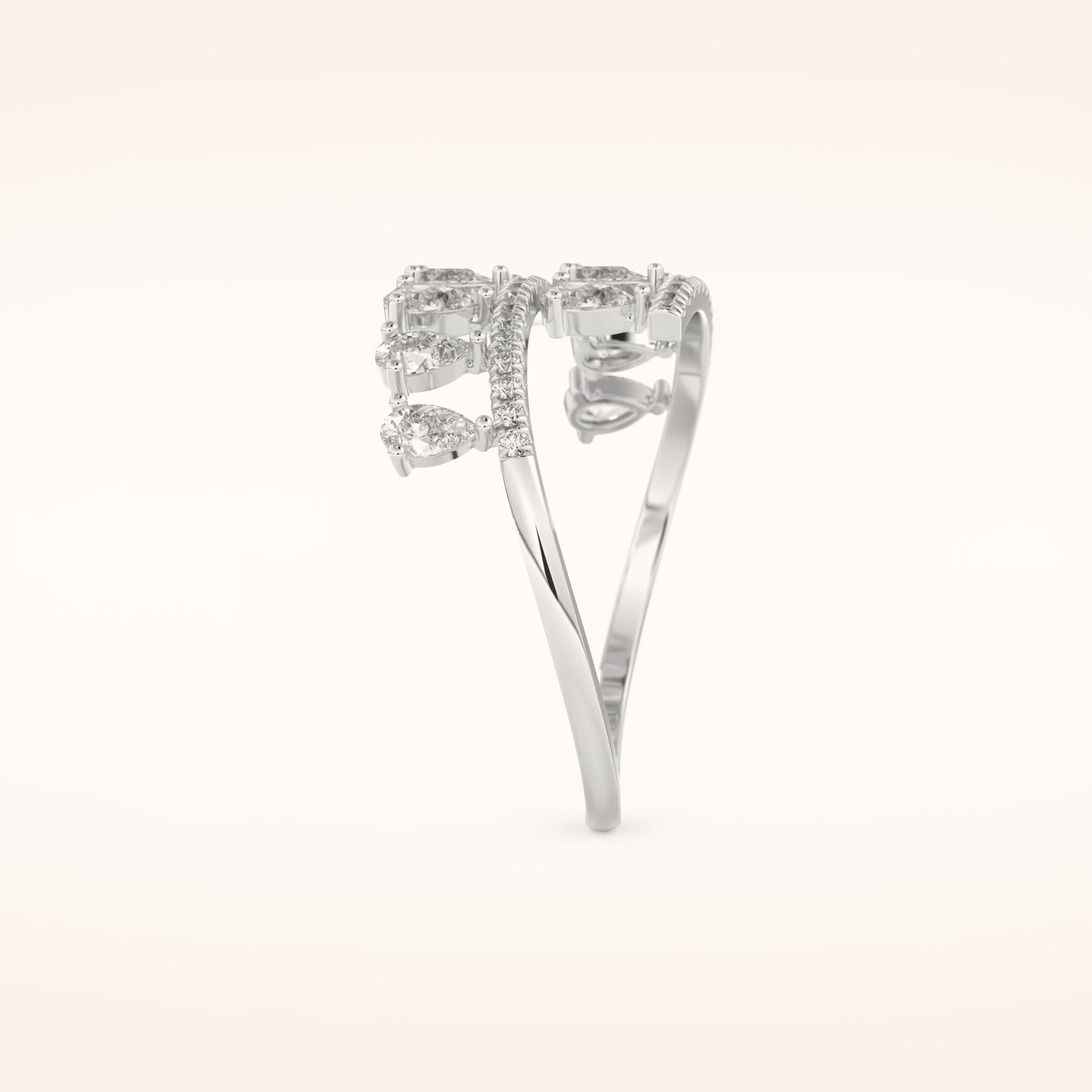 0.69 TCW Round & Pear Shaped Moissanite Swirl Wedding Band